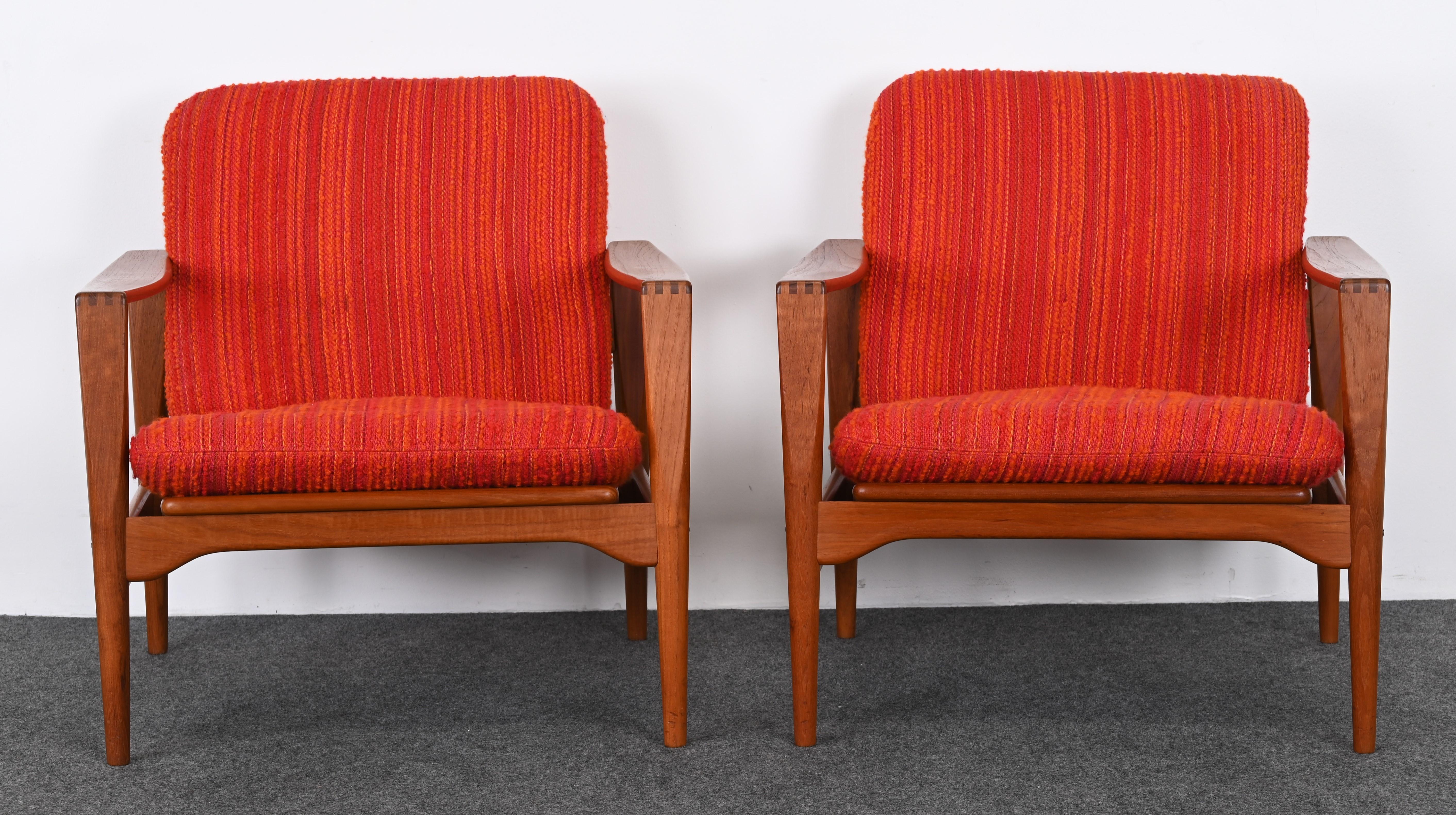 Pair of Easy Chairs by Illum Wikkelso for Niels Eilersen, Denmark, 1960s 1