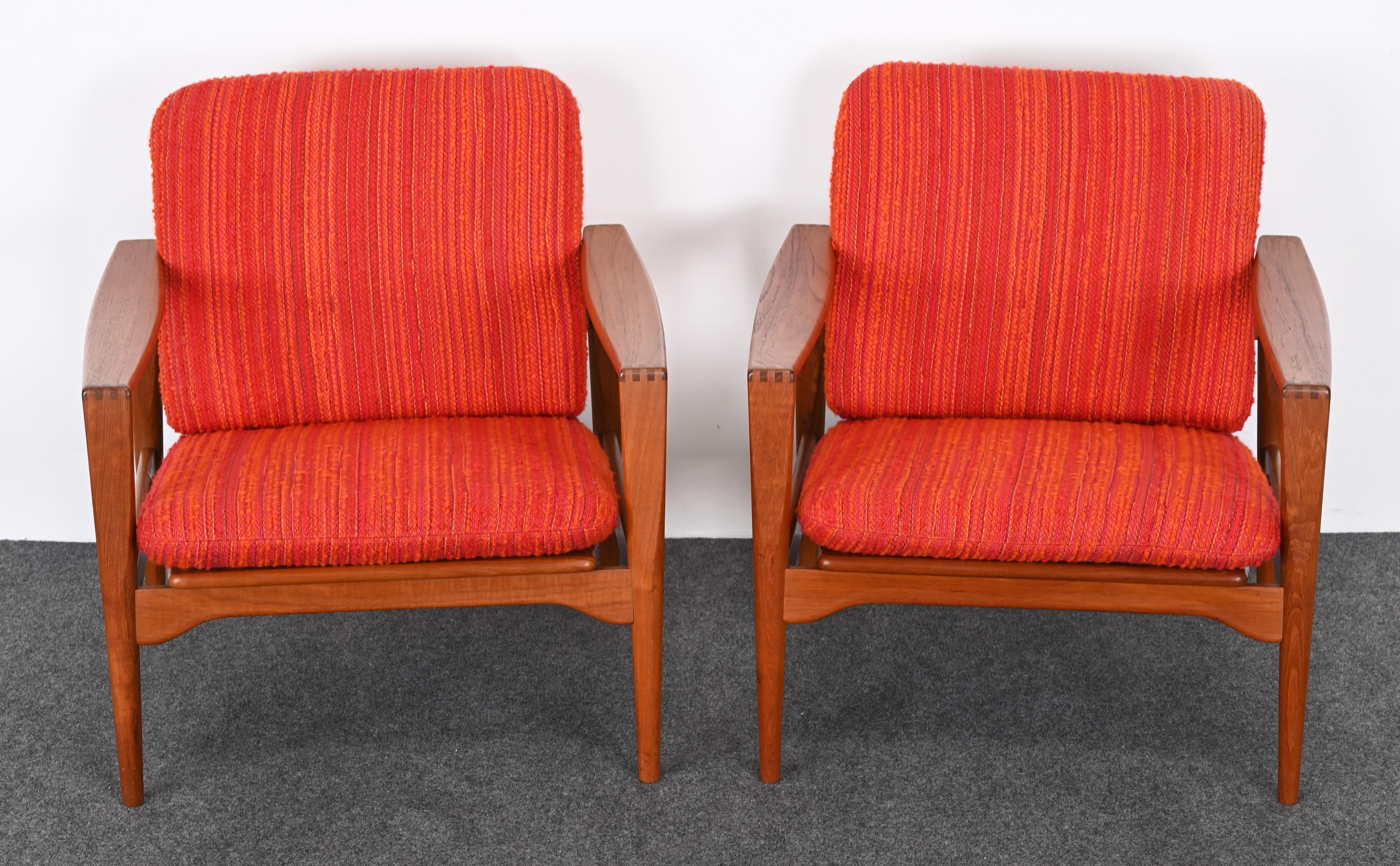Pair of Easy Chairs by Illum Wikkelso for Niels Eilersen, Denmark, 1960s 2