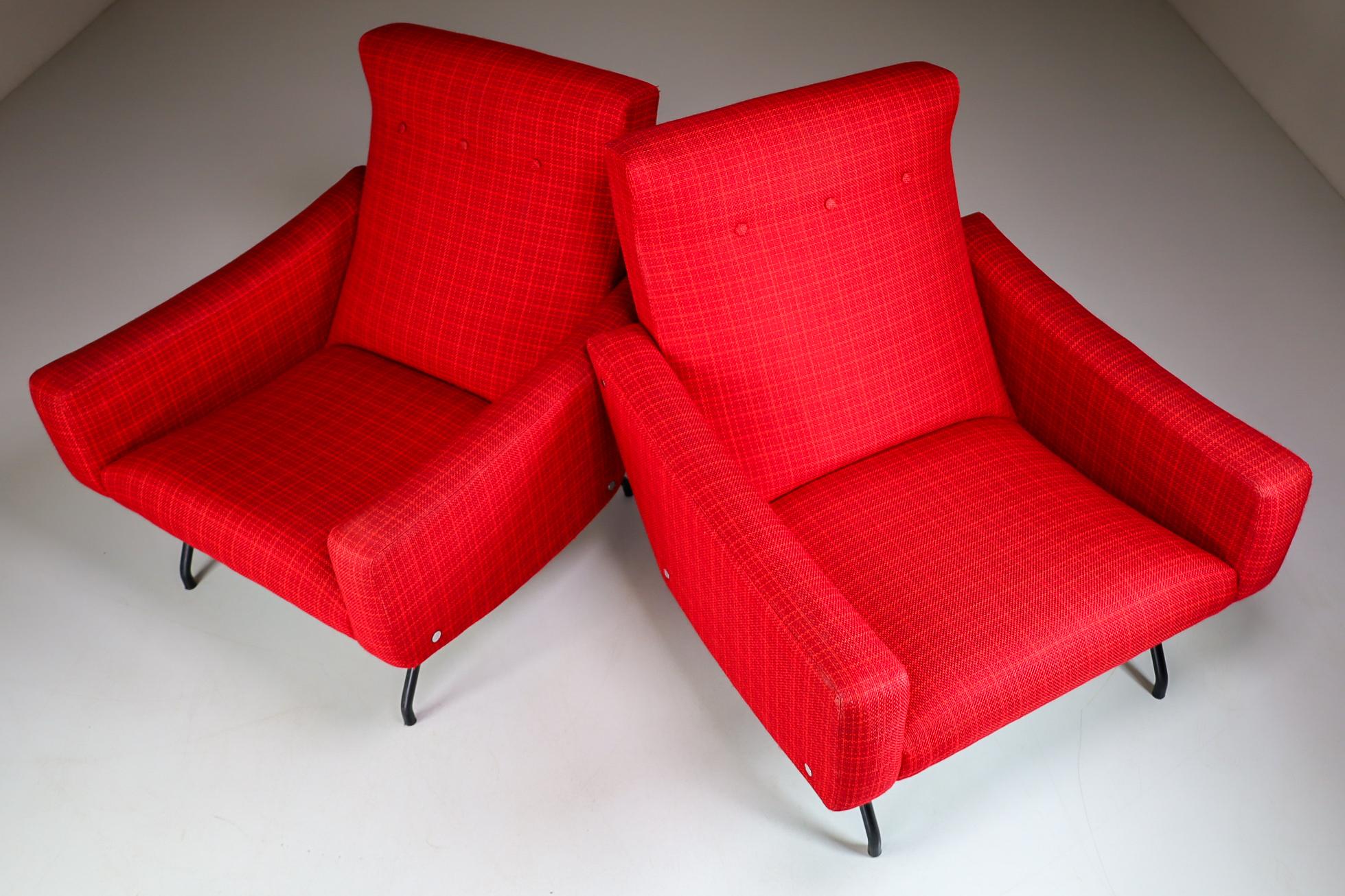 Mid-Century Modern Pair of Easy Chairs by Joseph-André Motte, France, 1950s