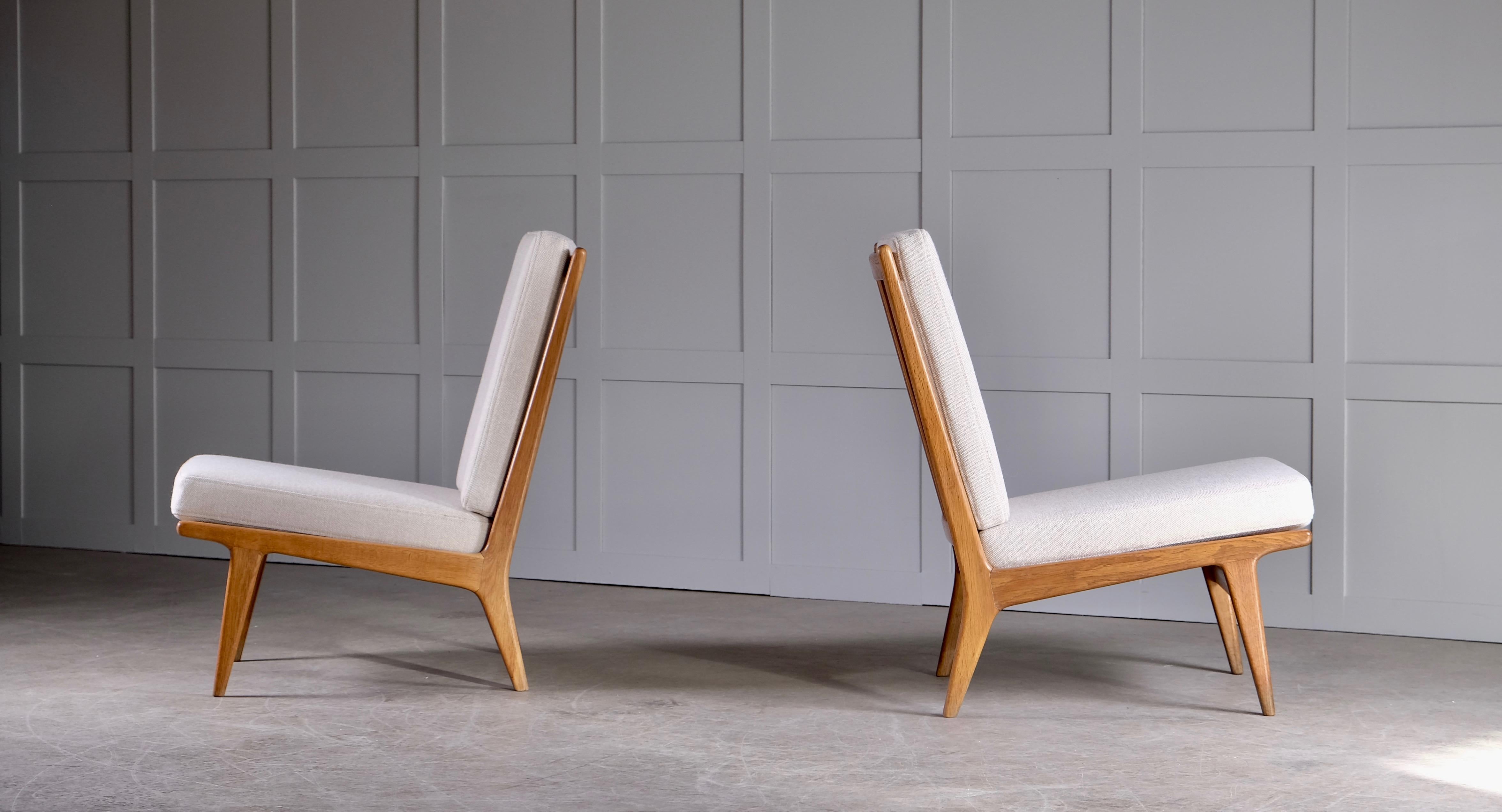 Oak Pair of Easy Chairs by Karl-Erik Ekselius, Sweden, 1960s For Sale