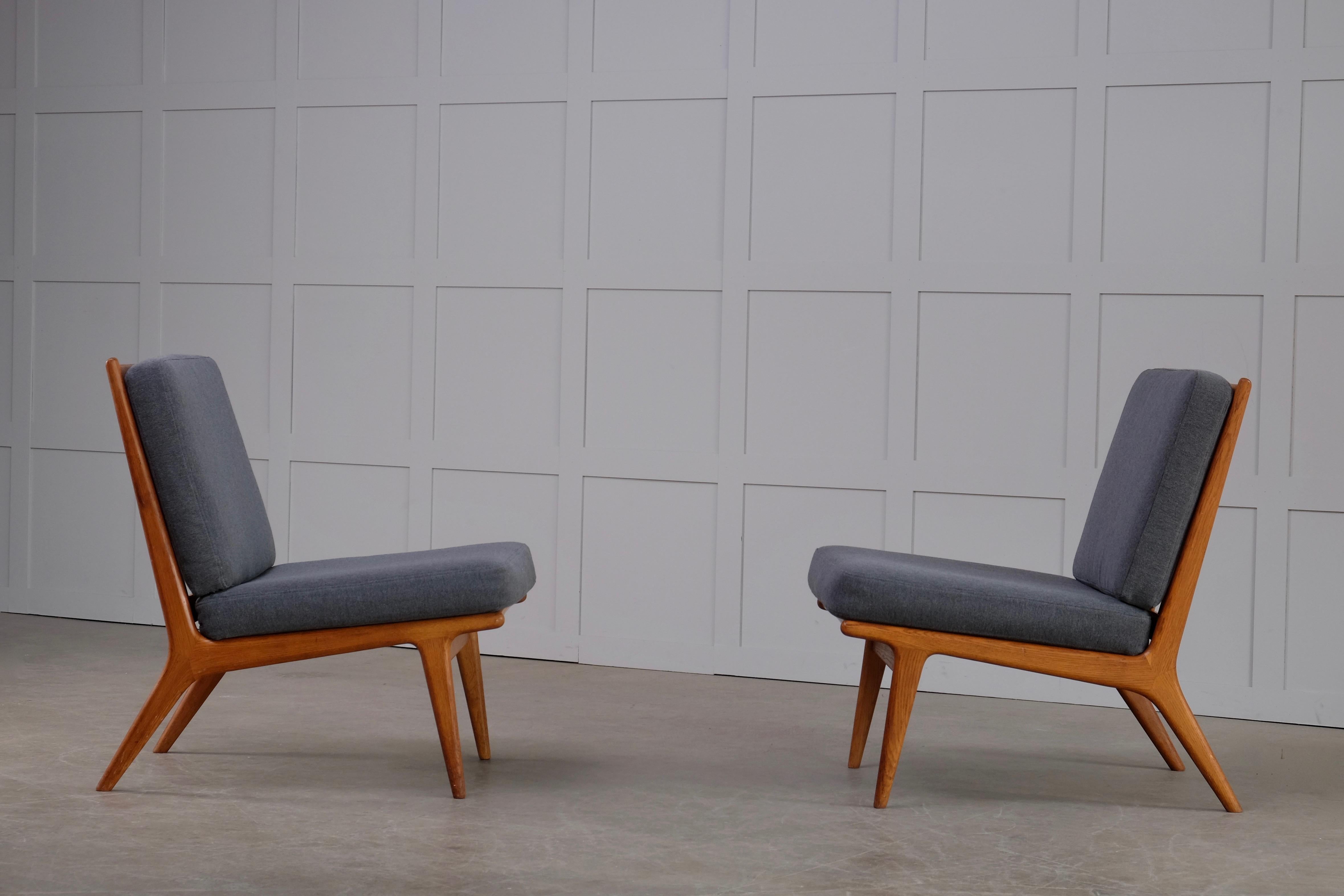 Oak Pair of Easy Chairs by Karl-Erik Ekselius, Sweden, 1960s For Sale