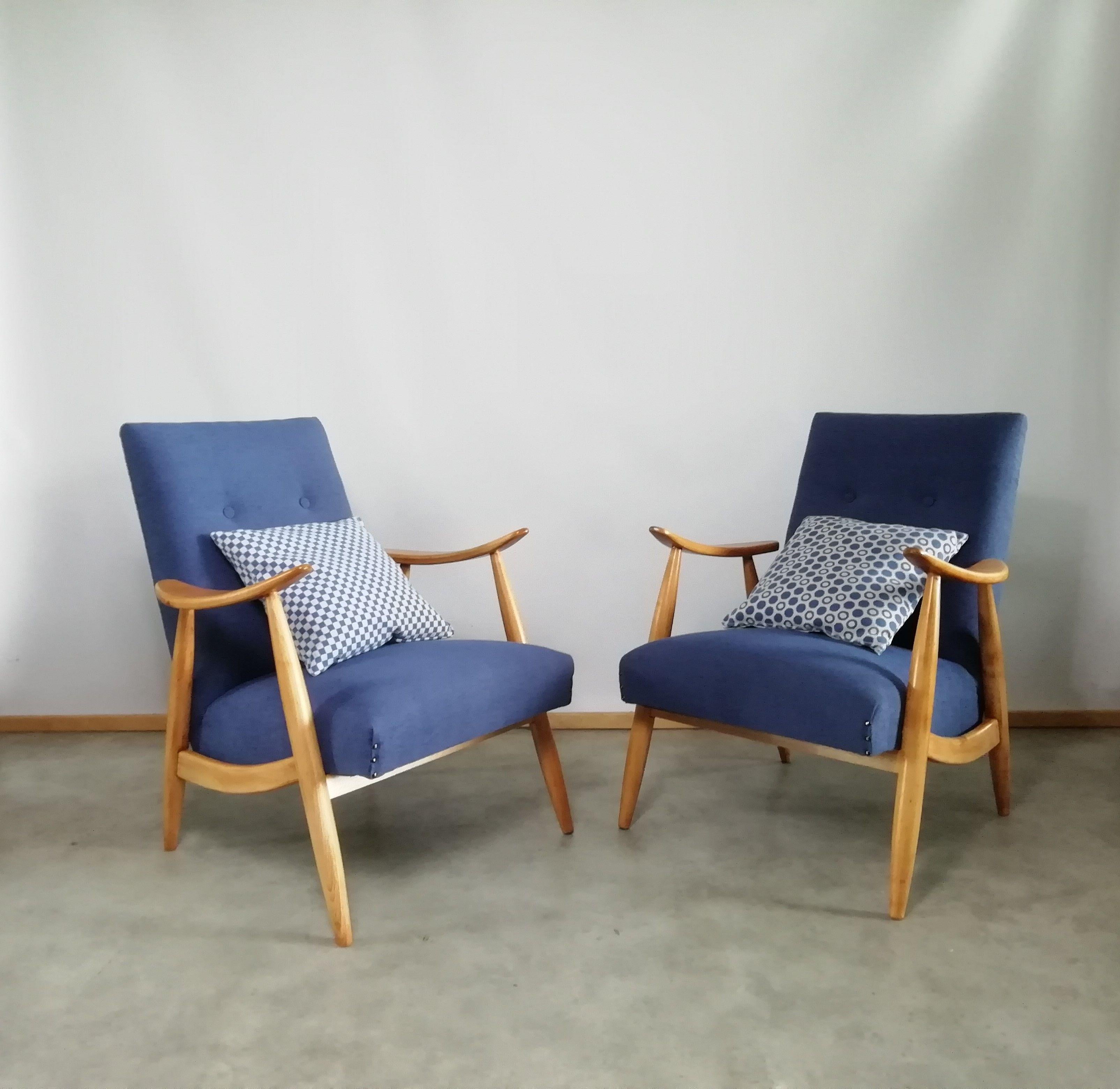 Dutch Pair of Easy Chairs by Louis Van Teeffelen for Wébé