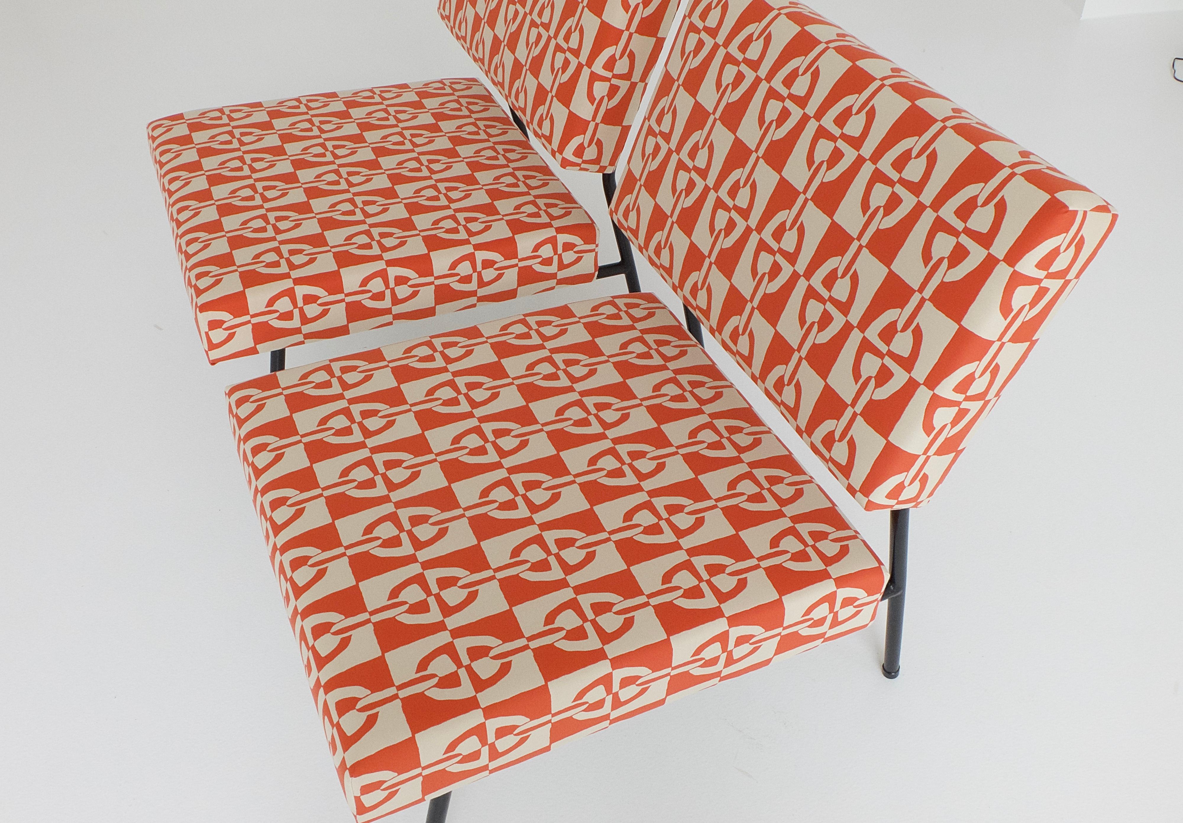 Pair of Easy Chairs by Paul Geoffroy for Airborne, with Hermès Fabrics, 1950s 5