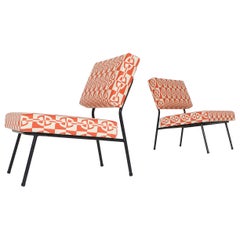 Pair of Easy Chairs by Paul Geoffroy for Airborne, with Hermès Fabrics, 1950s