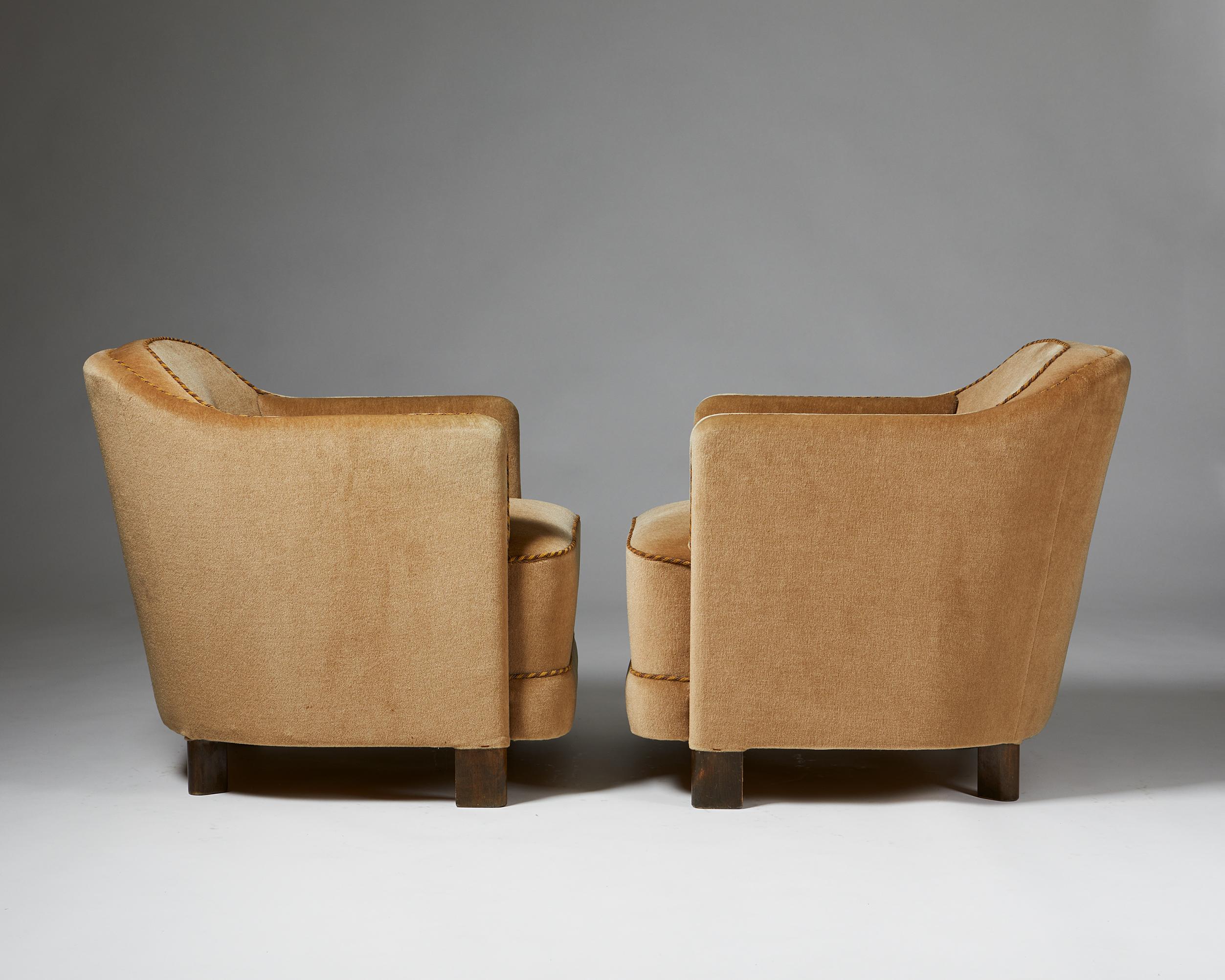Mid-Century Modern Pair of Easy Chairs “Continent” Model 217, Anonymous, for Asko, Finland, 1930’s