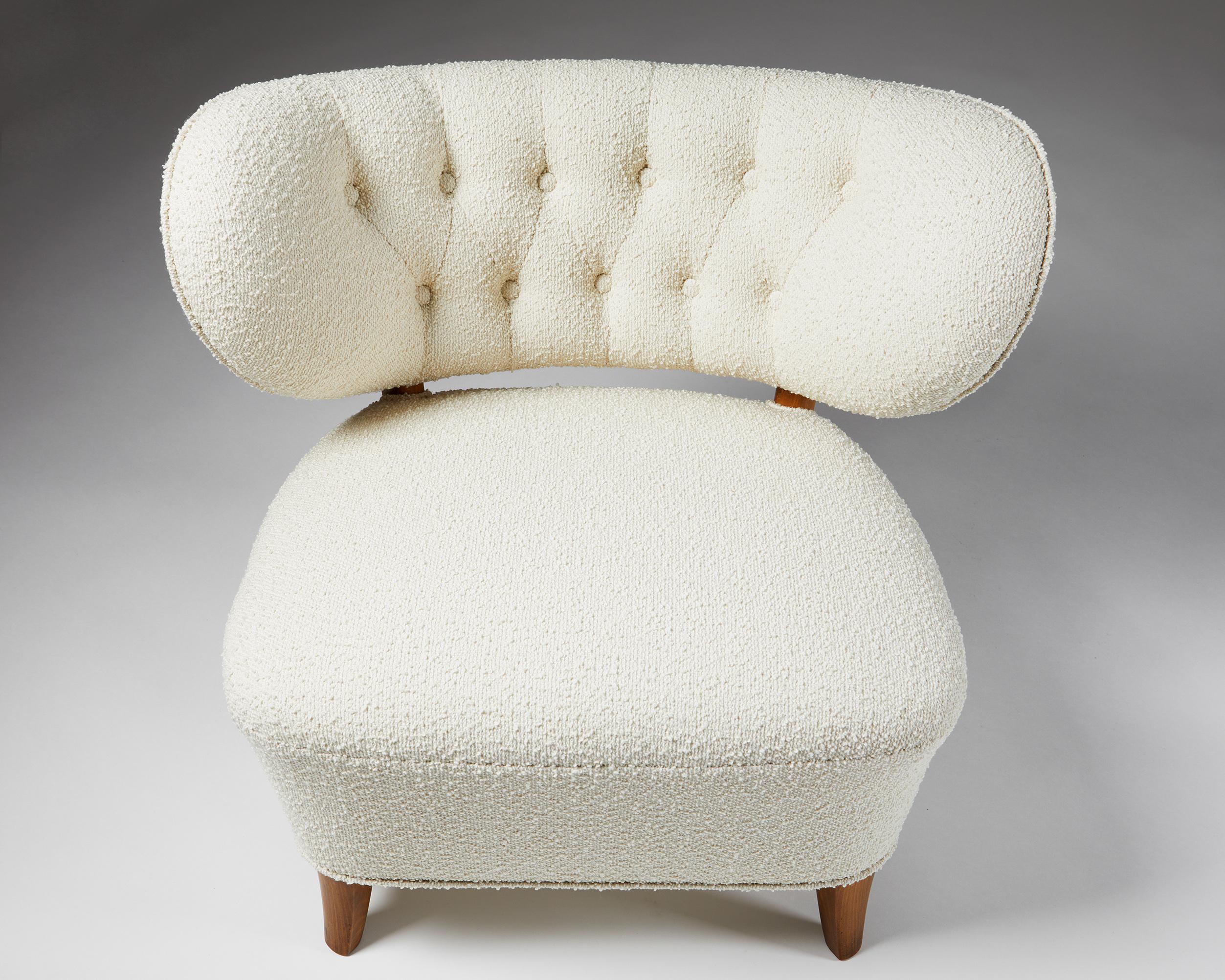 Sessel ohne Armlehne, entworfen von Otto Schulz für Boet, Schweden, 1940er Jahre, Paar im Angebot 5