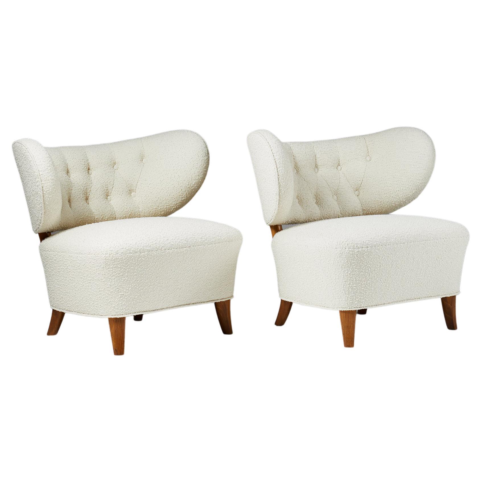Pair of Easy Chairs Designed by Otto Schulz for Boet, Sweden, 1940s For Sale