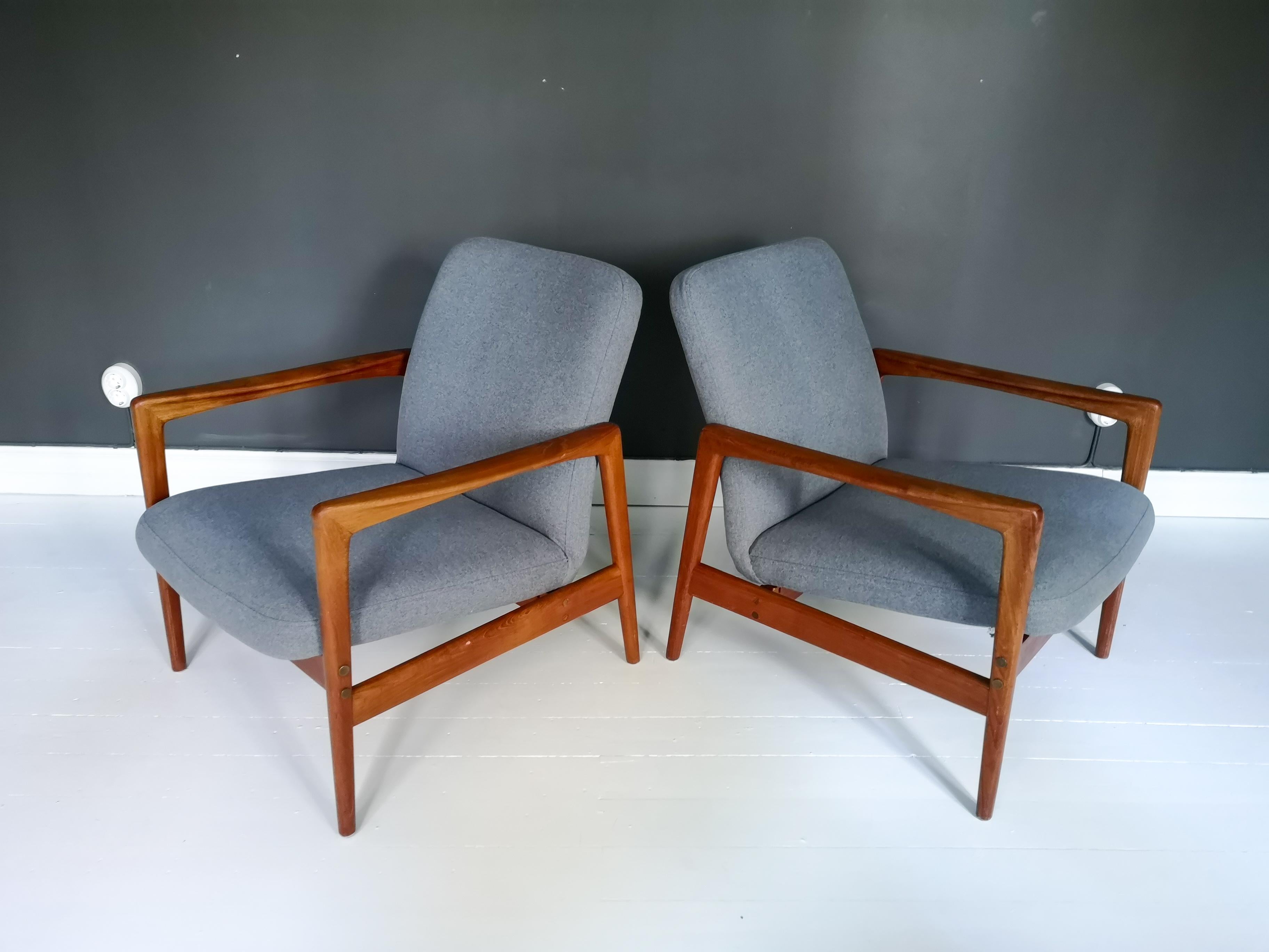 Mid-Century Modern Pair of Easy Chairs DUX Alf Svensson, Sweden, 1960s