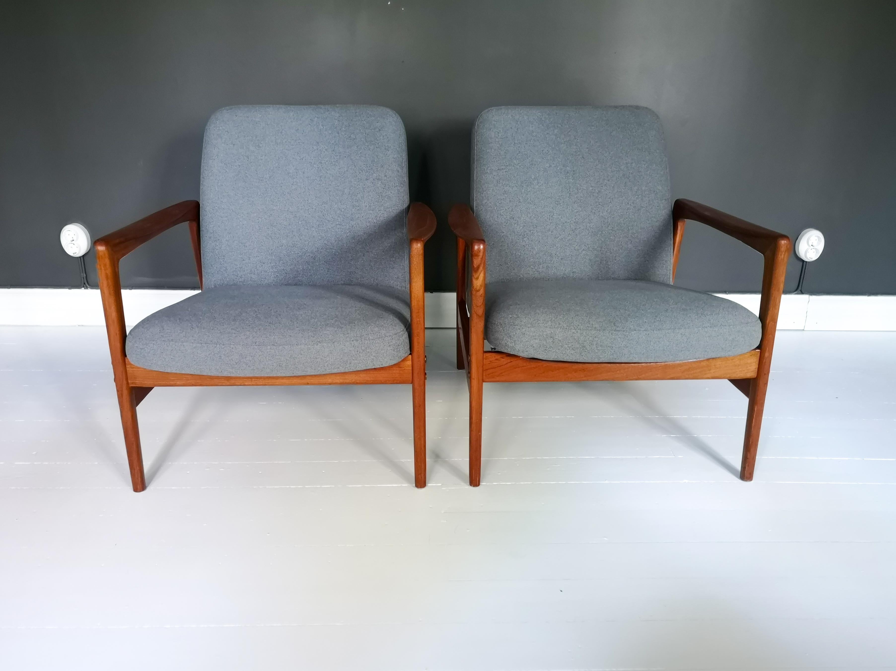 Swedish Pair of Easy Chairs DUX Alf Svensson, Sweden, 1960s