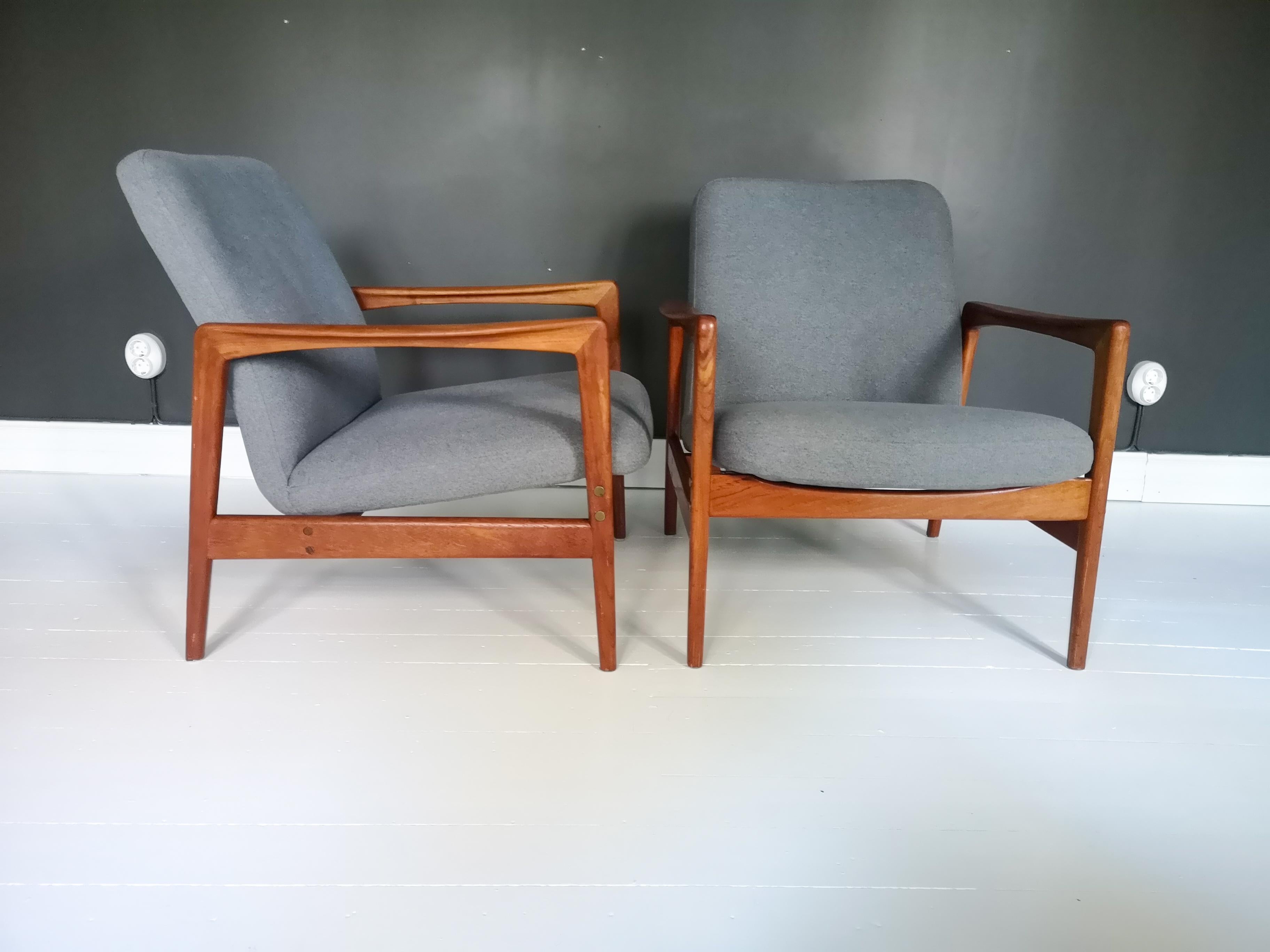 Mid-20th Century Pair of Easy Chairs DUX Alf Svensson, Sweden, 1960s