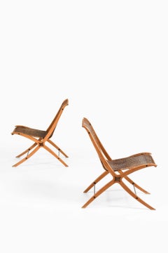 Pair of Easy Chairs in Beech & Rattan by Peter Hvidt/Orla Mølgaard-Nielsen, 1959