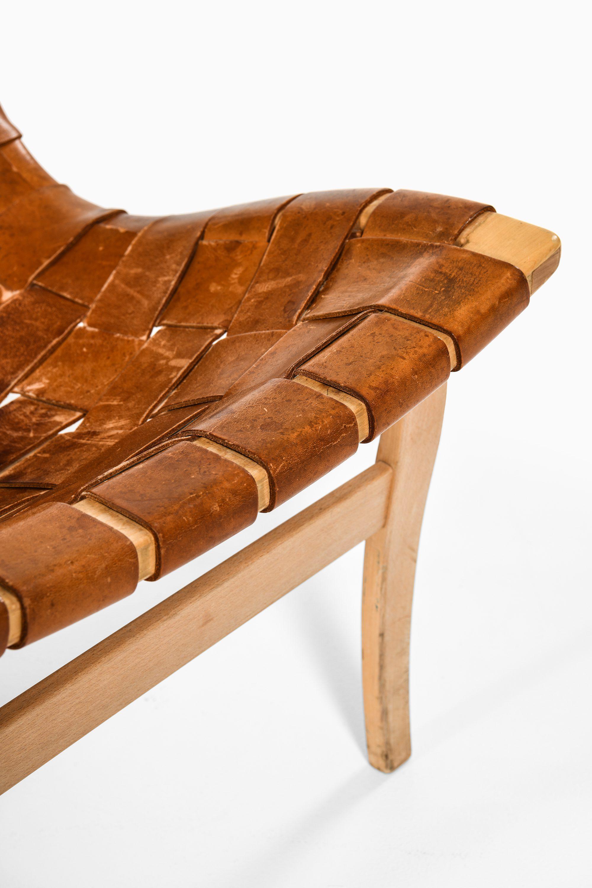 Sessel ohne Armlehne aus Birke und Original-Leder Webbing von Bruno Mathsson, 1968, Paar (20. Jahrhundert) im Angebot