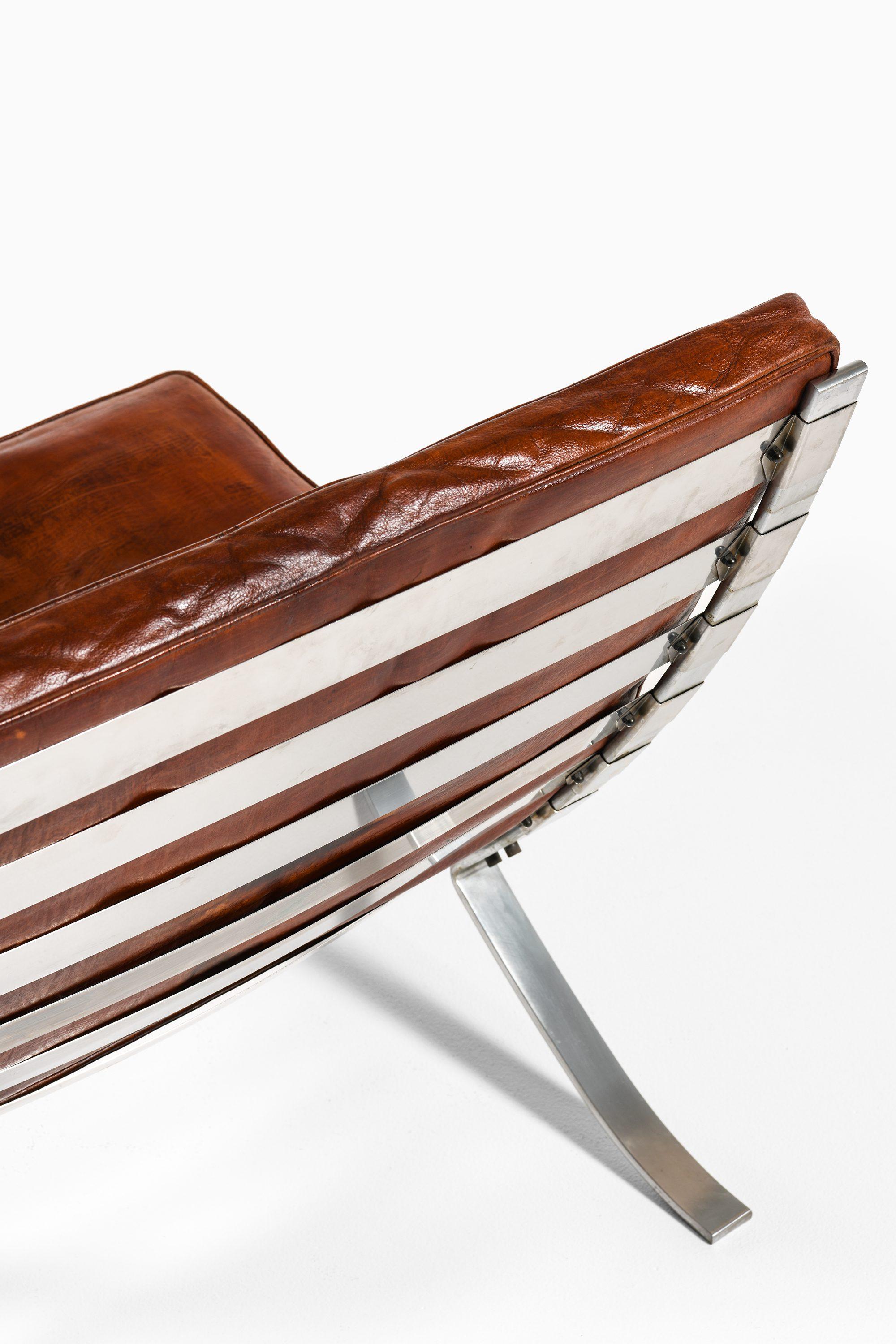 Paar Sessel aus verchromtem Stahl und Leder von Steen Østergaard, 1960er Jahre im Angebot 1