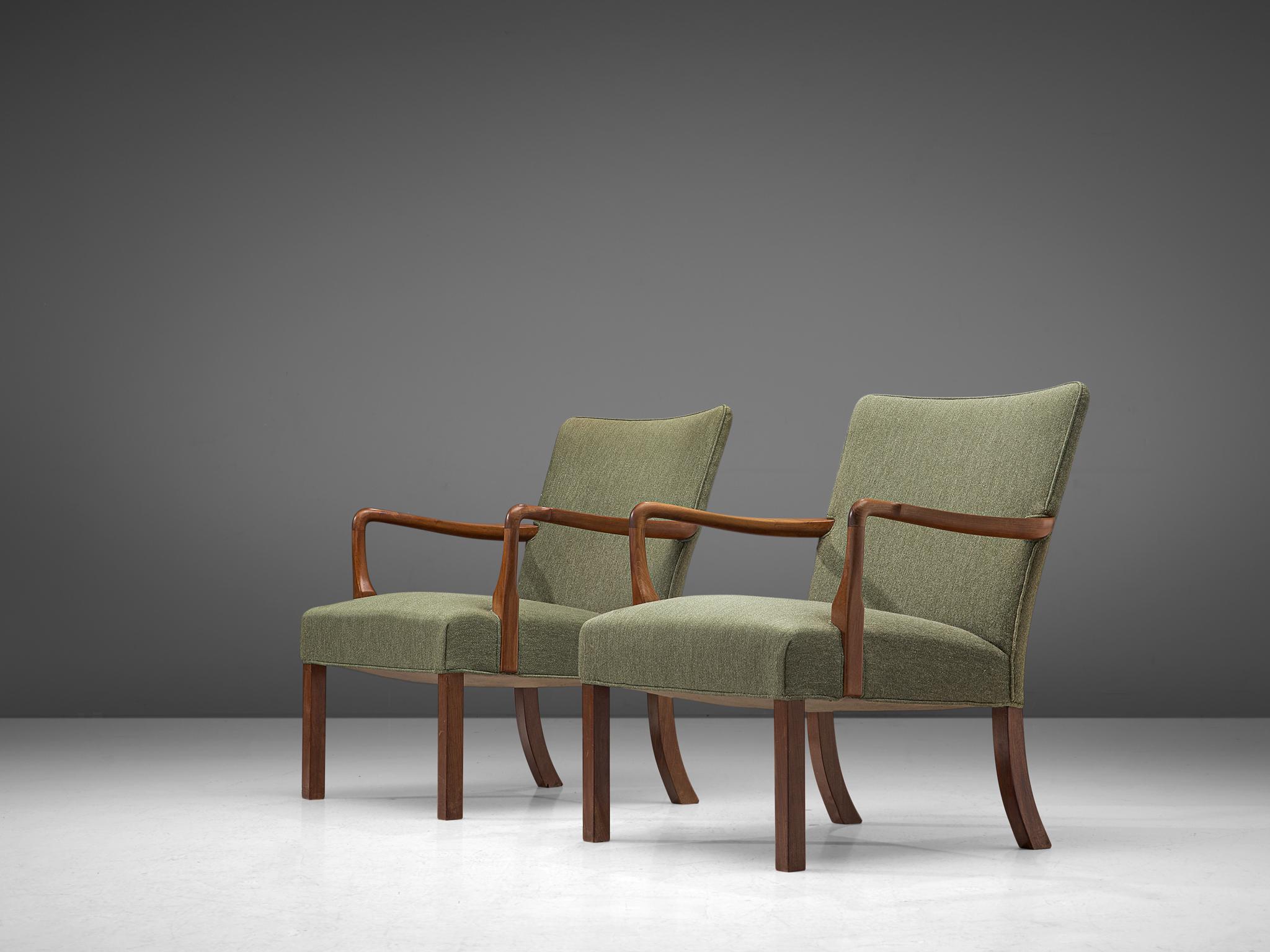 Scandinavian Modern Pair of Easy Chairs in Mahogany by Jacob Kjær