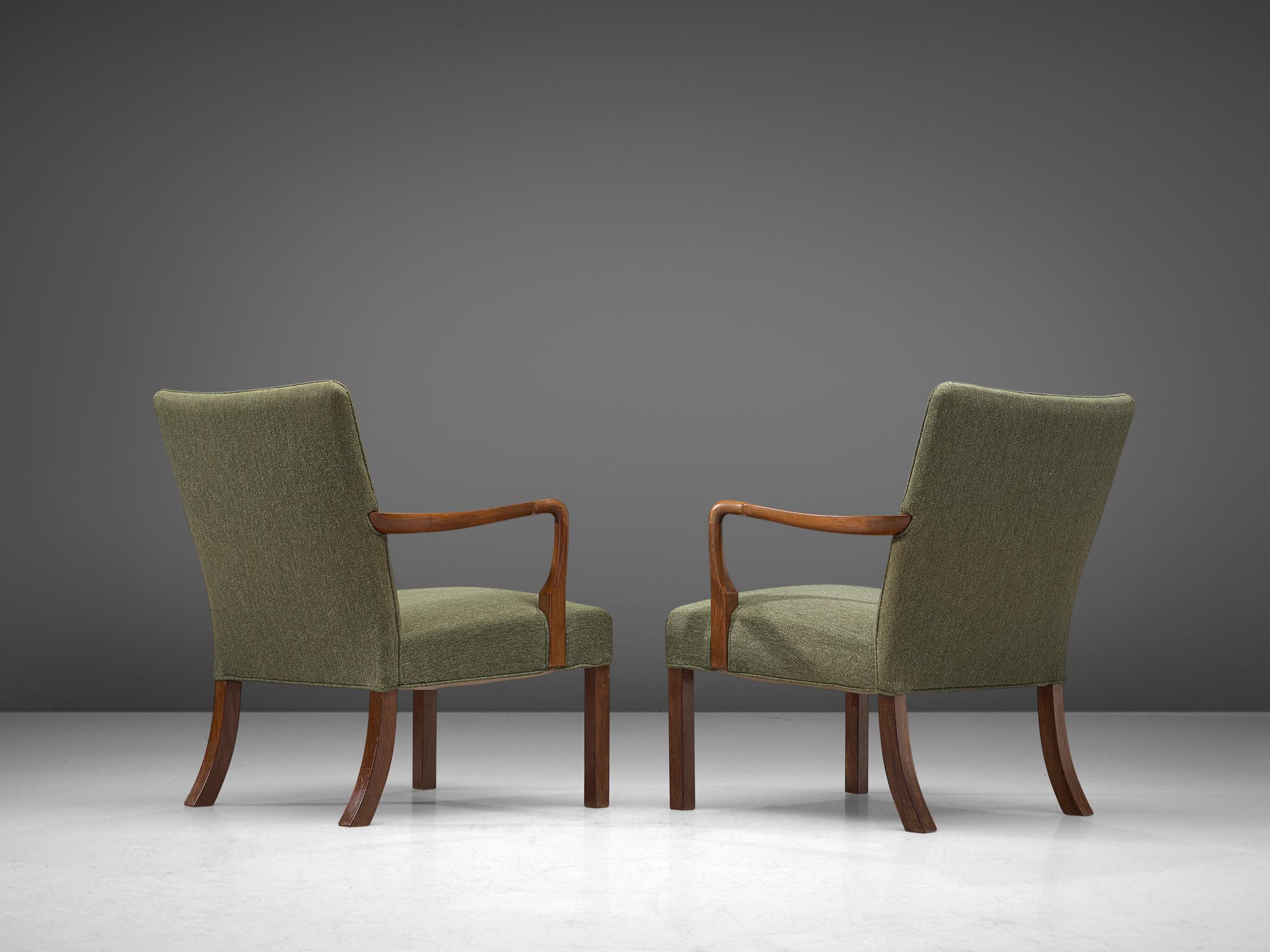 Danish Pair of Easy Chairs in Mahogany by Jacob Kjær