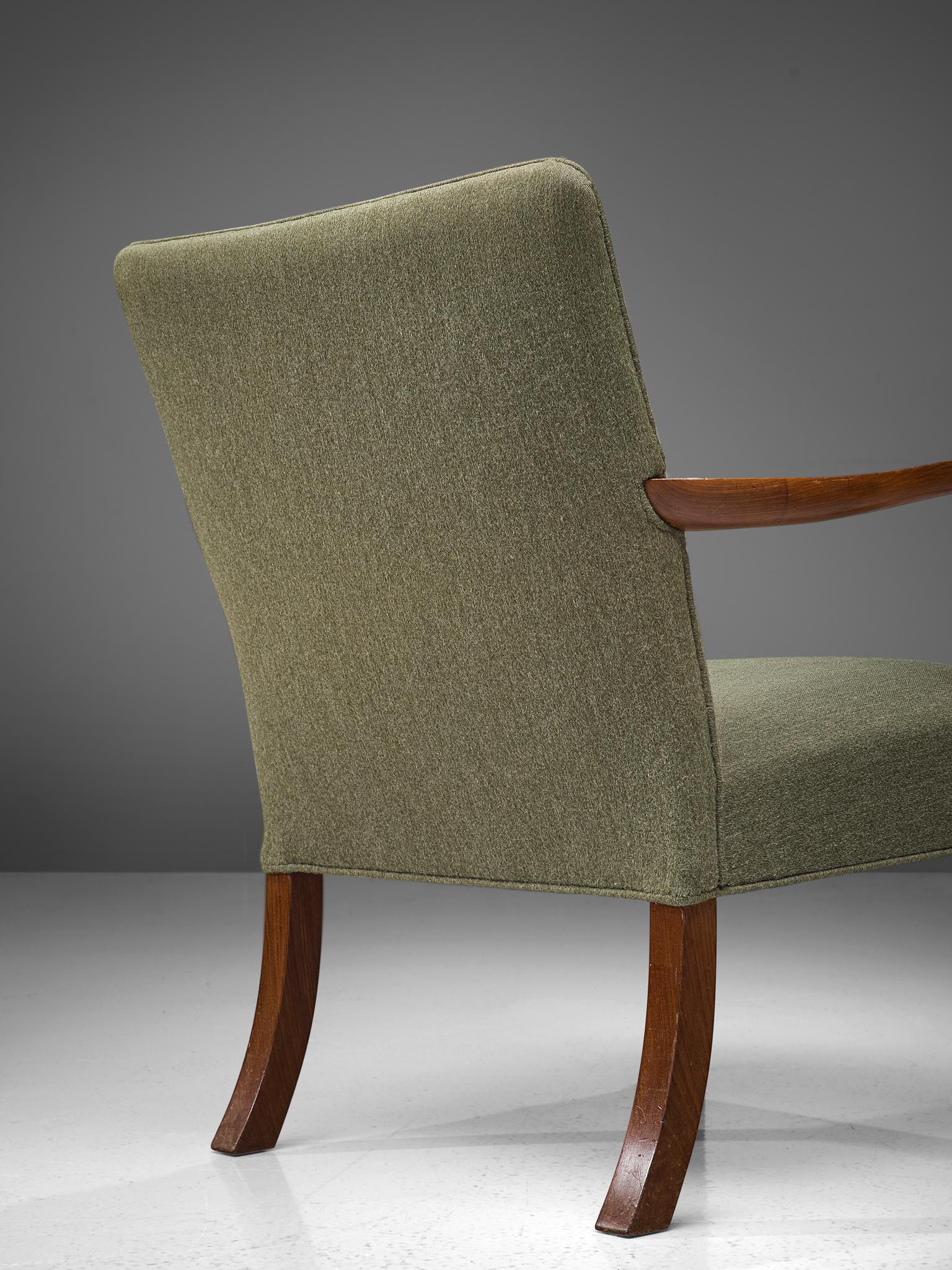 Fabric Pair of Easy Chairs in Mahogany by Jacob Kjær