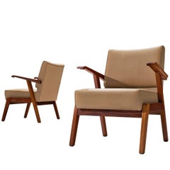 Pair of Easy Chairs in Mahogany and Leatherette
