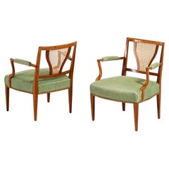Paire de fauteuils en acajou, cannage et tissu par Josef Frank, 1939