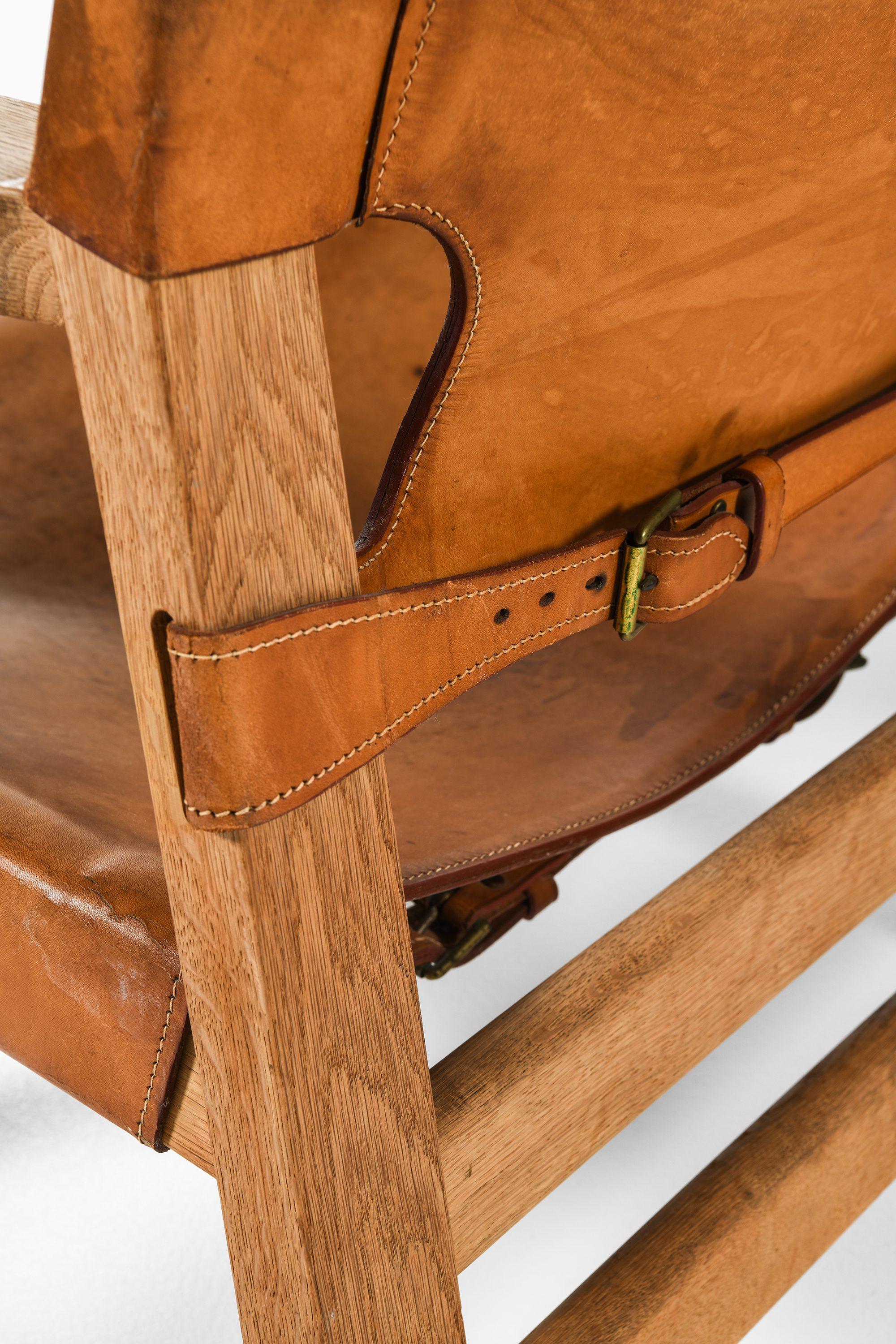 Paire de fauteuils en Oak et cuir Brown Cognac par Børge Mogensen, années 1950 en vente 3