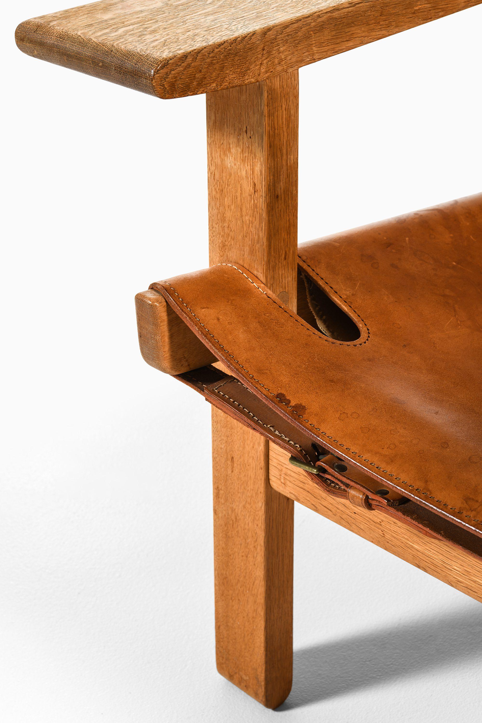 Coppia di poltrone in Oak e pelle marrone cognac di Børge Mogensen, anni '50 In condizioni buone in vendita a Limhamn, Skåne län