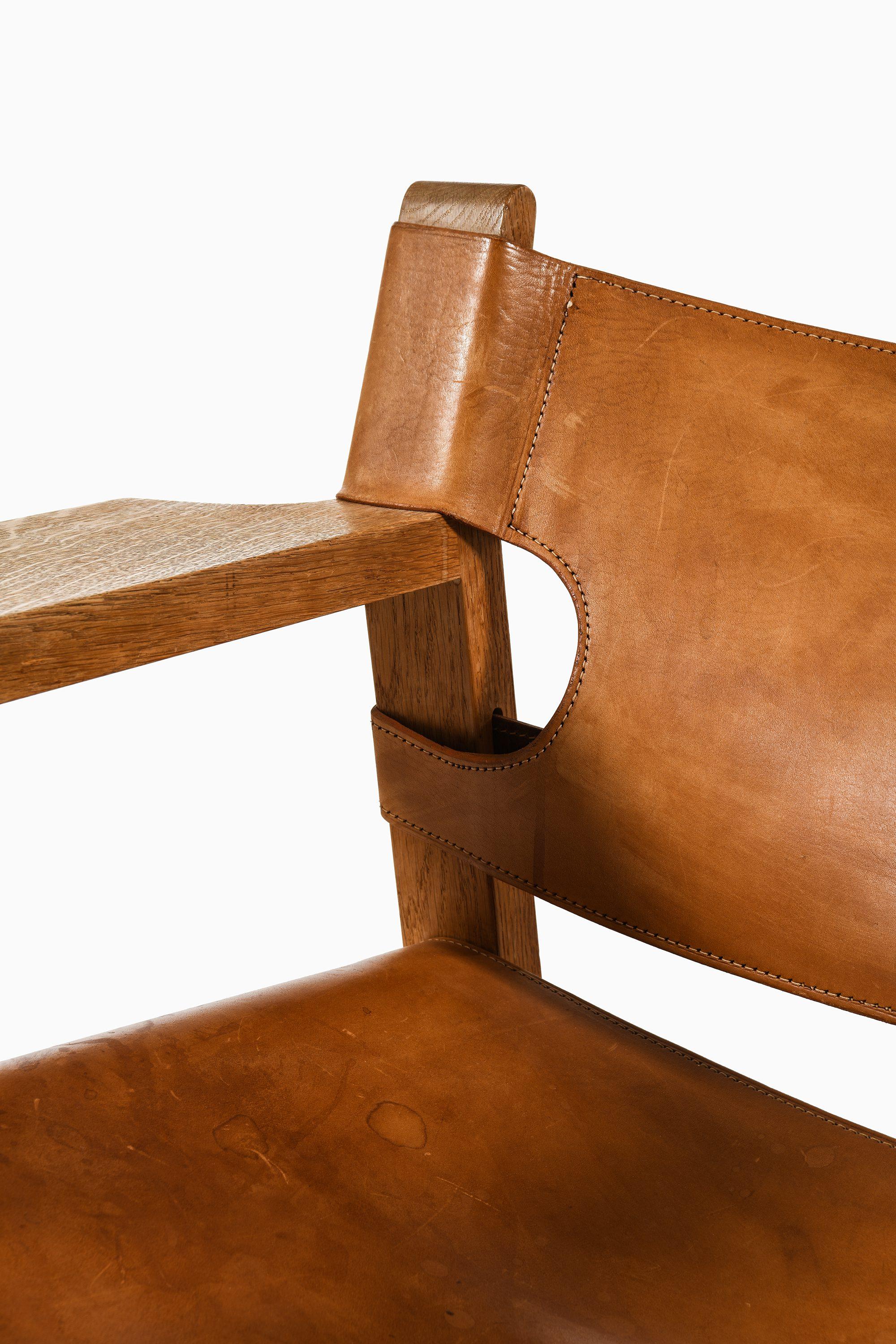 Quercia Coppia di poltrone in Oak e pelle marrone cognac di Børge Mogensen, anni '50 in vendita