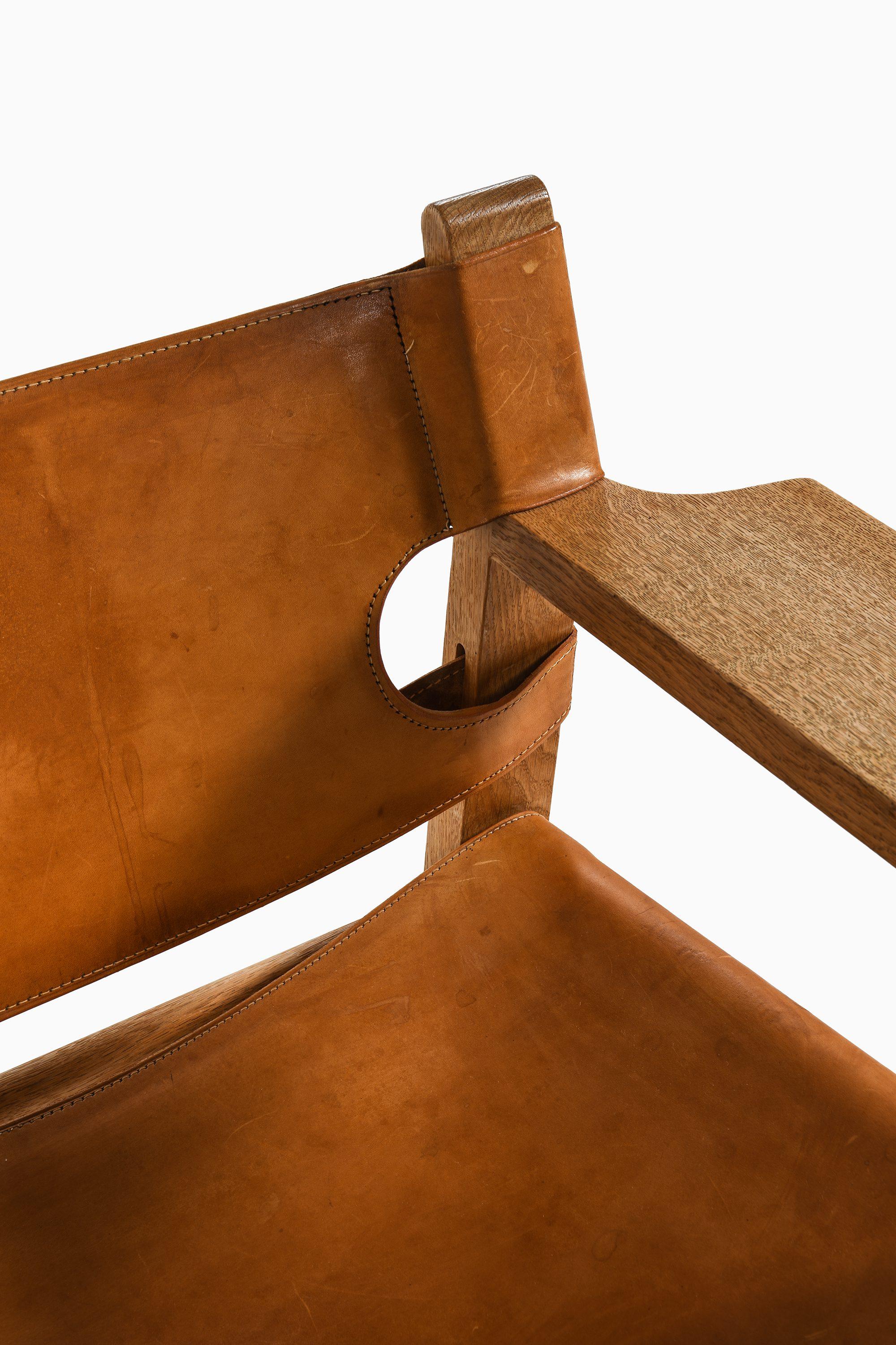 Coppia di poltrone in Oak e pelle marrone cognac di Børge Mogensen, anni '50 in vendita 1