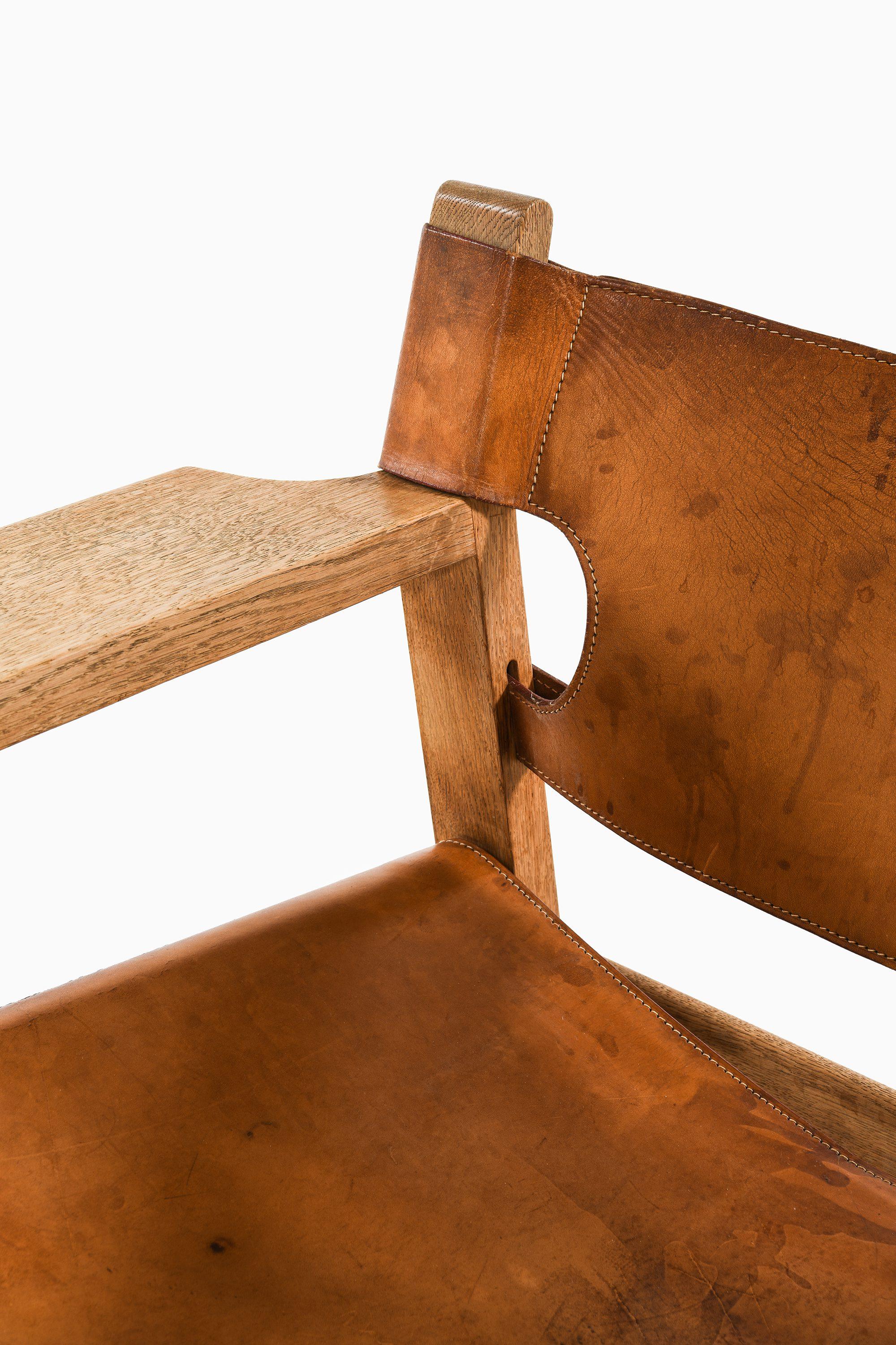 Paire de fauteuils en Oak et cuir Brown Cognac par Børge Mogensen, années 1950 en vente 1