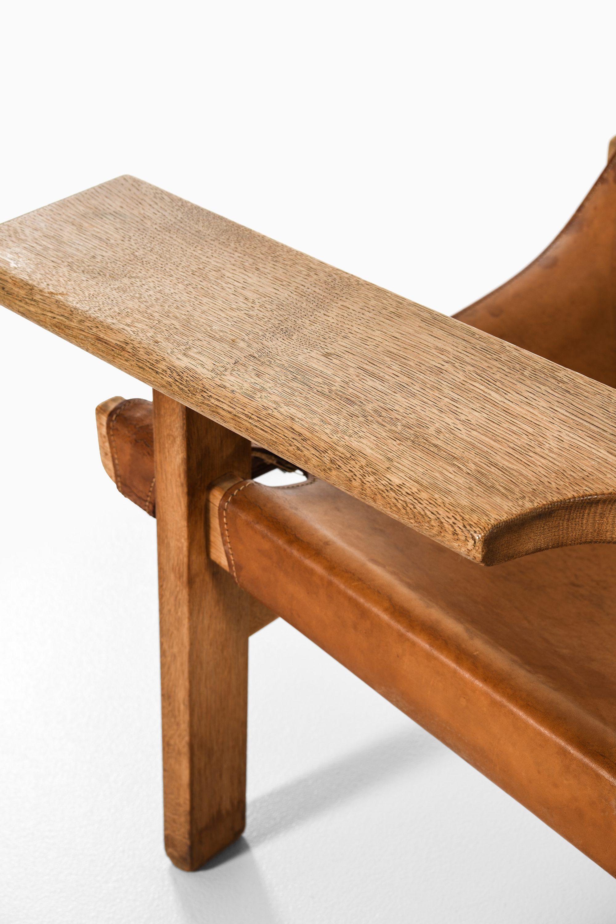 Paire de fauteuils en Oak et cuir Brown Cognac par Børge Mogensen, années 1950 en vente 2