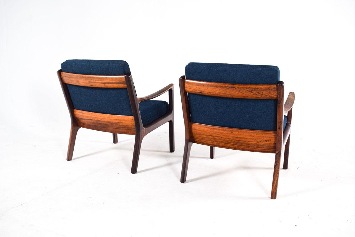 Pair of Easy Chairs in Rosewood by Ole Wanscher for France & Son, 1950s 1