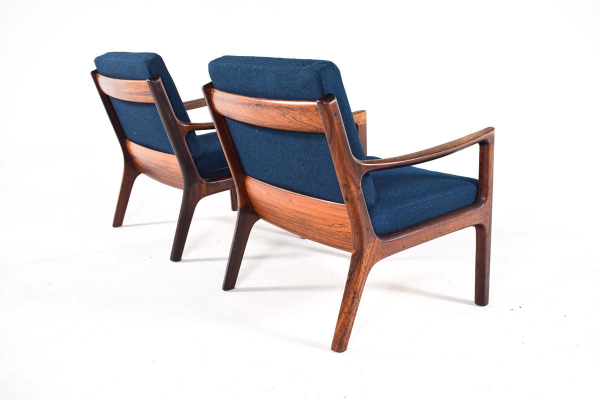 Pair of Easy Chairs in Rosewood by Ole Wanscher for France & Son, 1950s 2