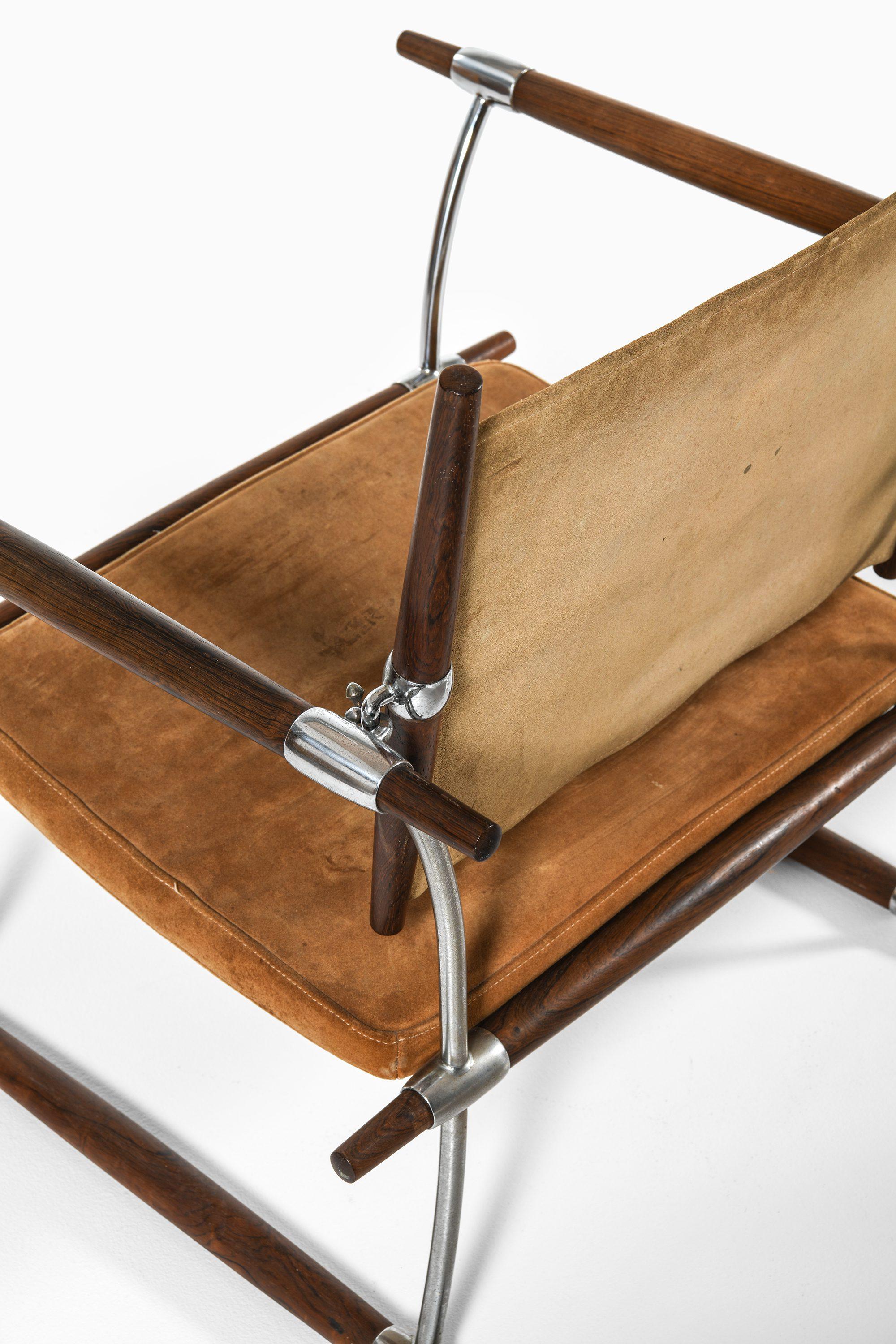 Pair of Easy Chairs in Rosewood & Steel Frame by Jens Harald Quistgaard, 1960's In Good Condition For Sale In Limhamn, Skåne län