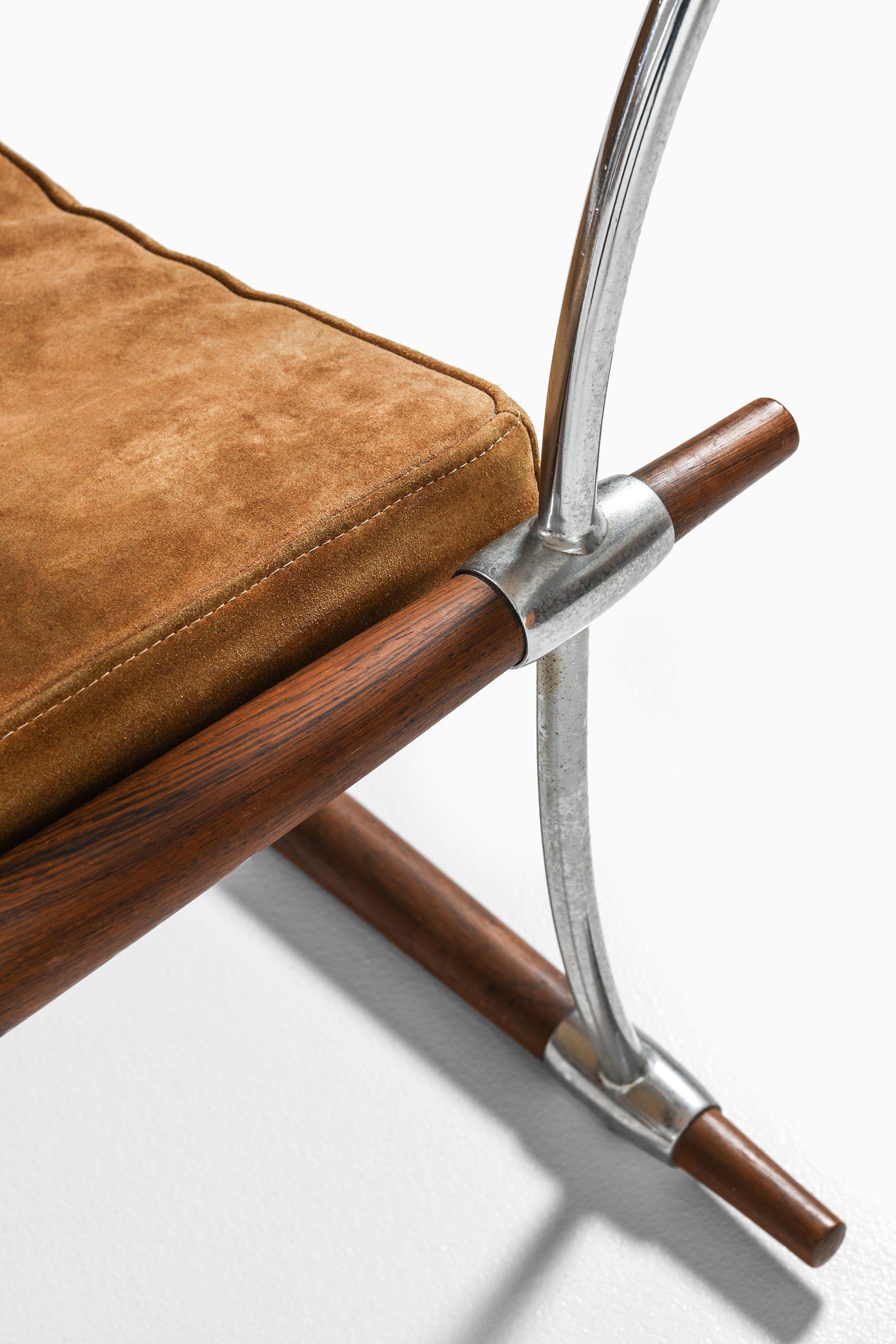 Pair of Easy Chairs in Rosewood & Steel Frame by Jens Harald Quistgaard, 1960's For Sale 2