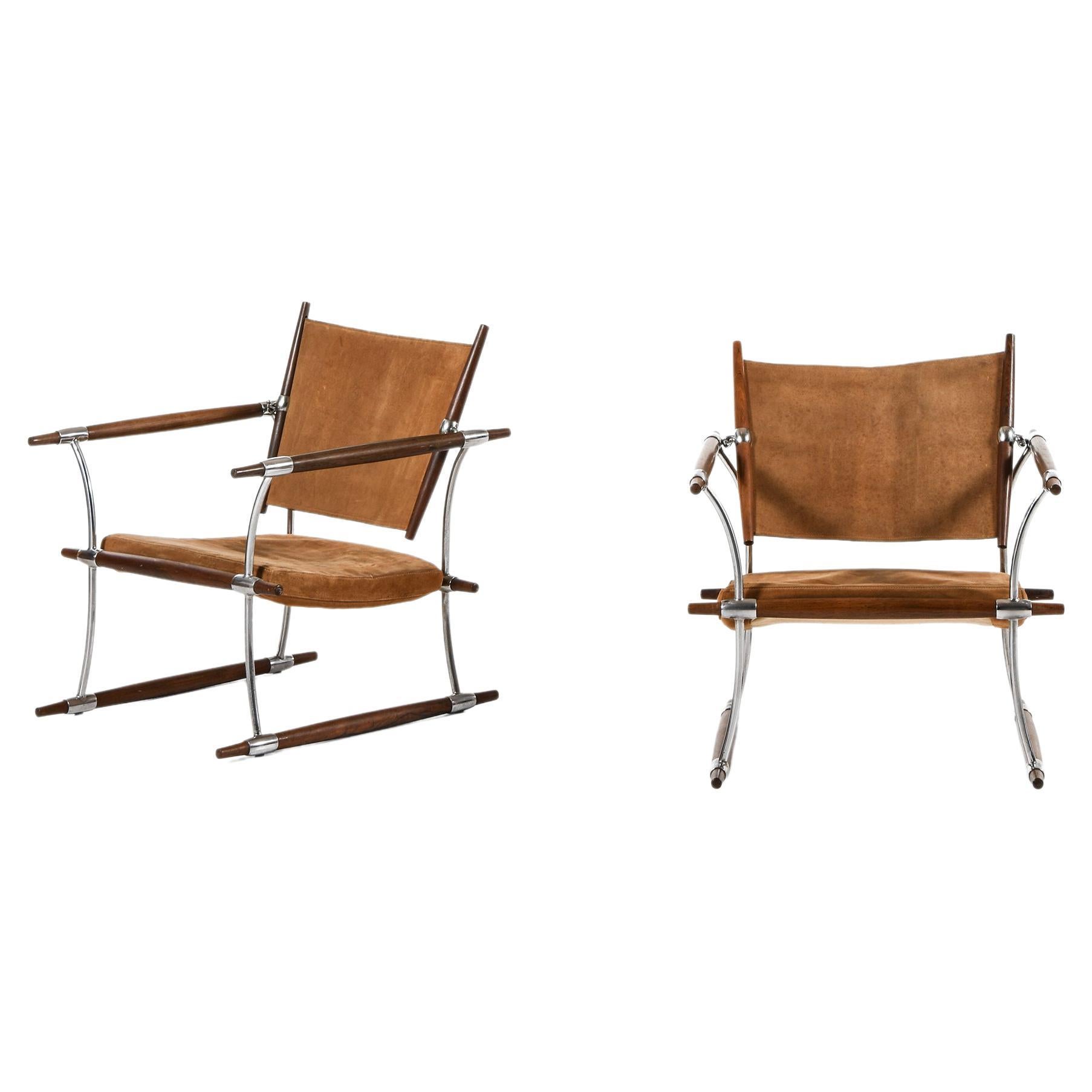 Pair of Easy Chairs in Rosewood & Steel Frame by Jens Harald Quistgaard, 1960's