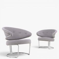 Pair of easy chairs in textile by Grete Jalk