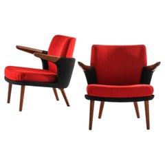 Paire de fauteuils, modèle 423 en teck et laine, par Ib Kofod-Larsen, 1954