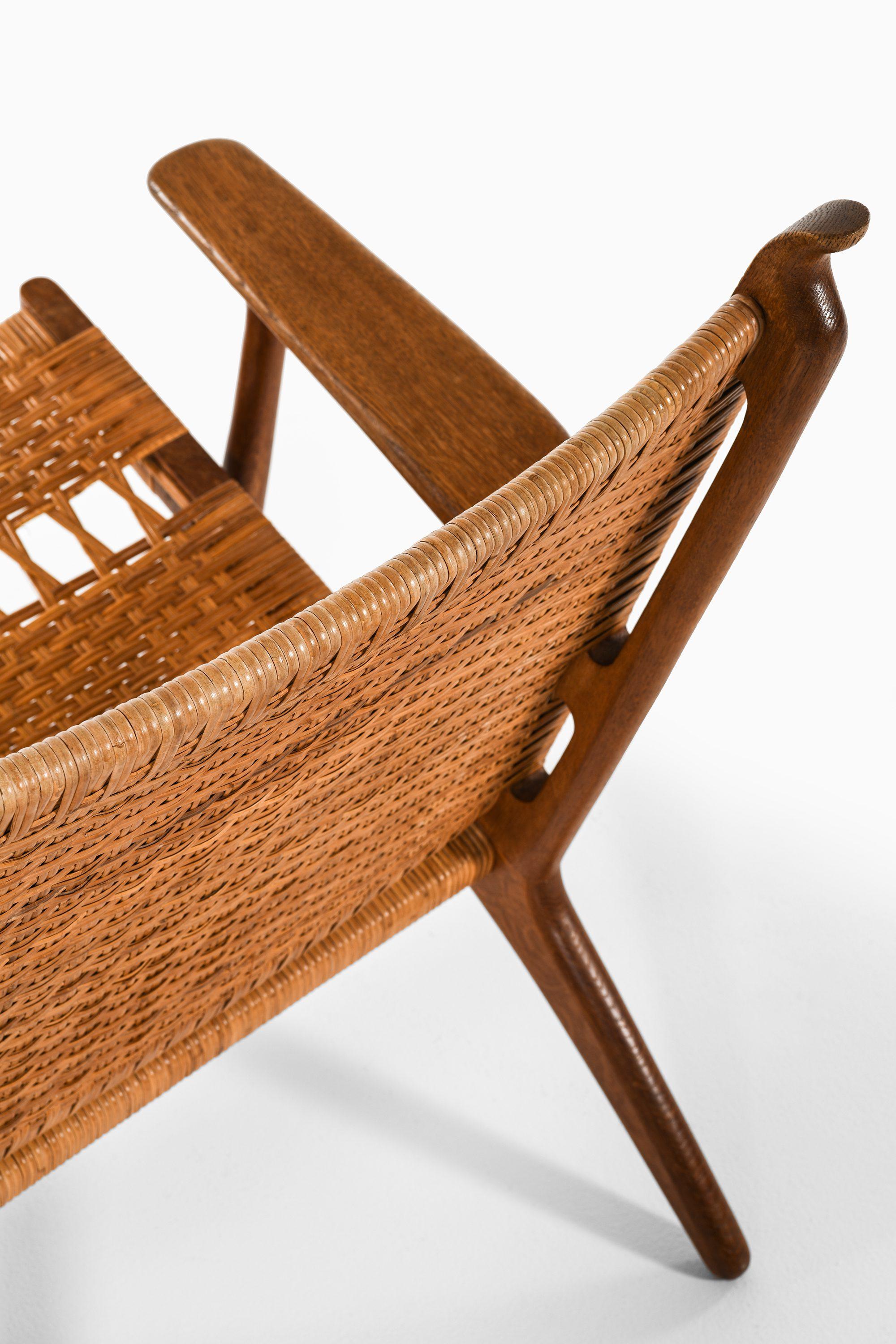 Quercia Coppia di poltrone modello CH-27 in Oak, canna intrecciata di Hans Wegner, 1949 in vendita
