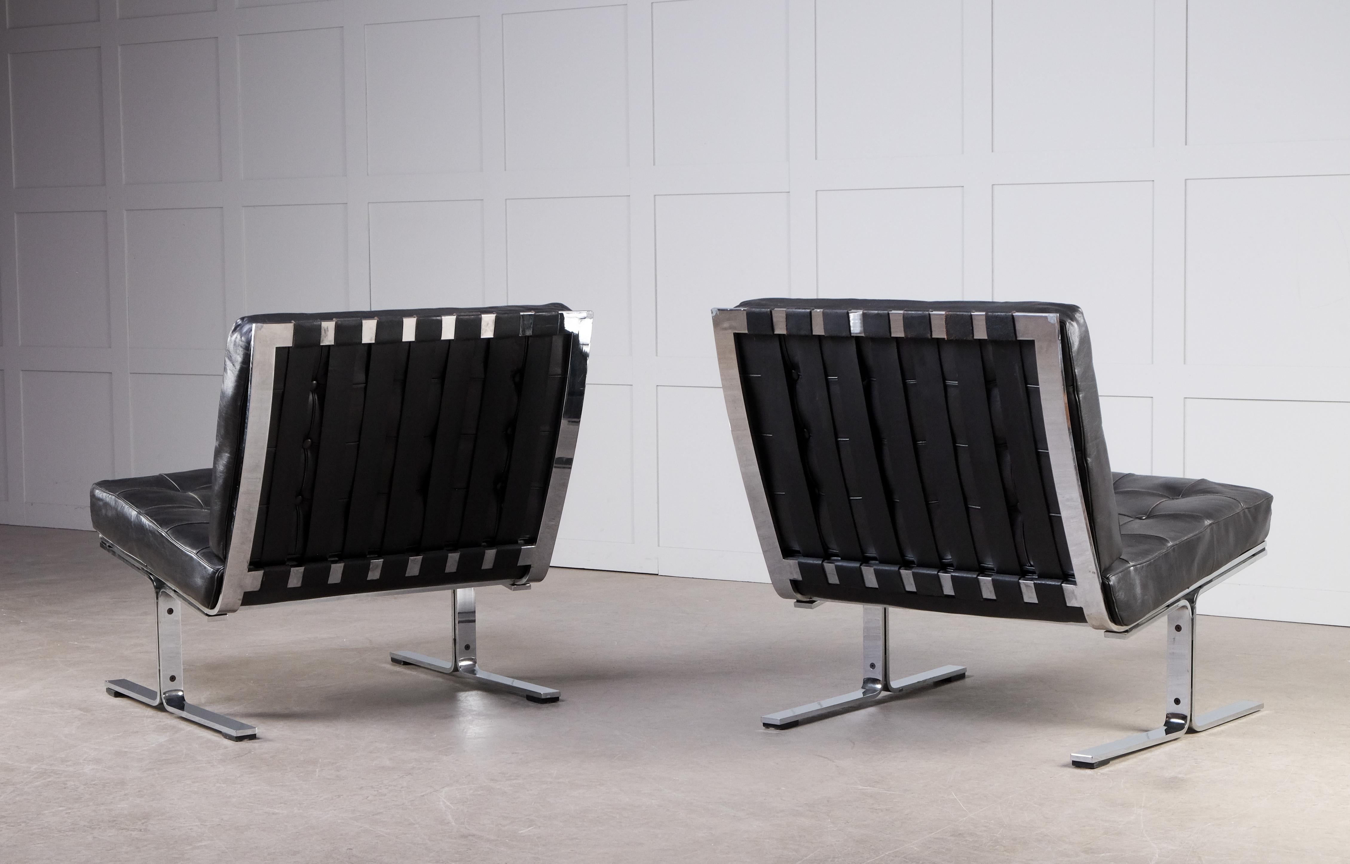Scandinavian Modern Pair of Easy Chairs Model 