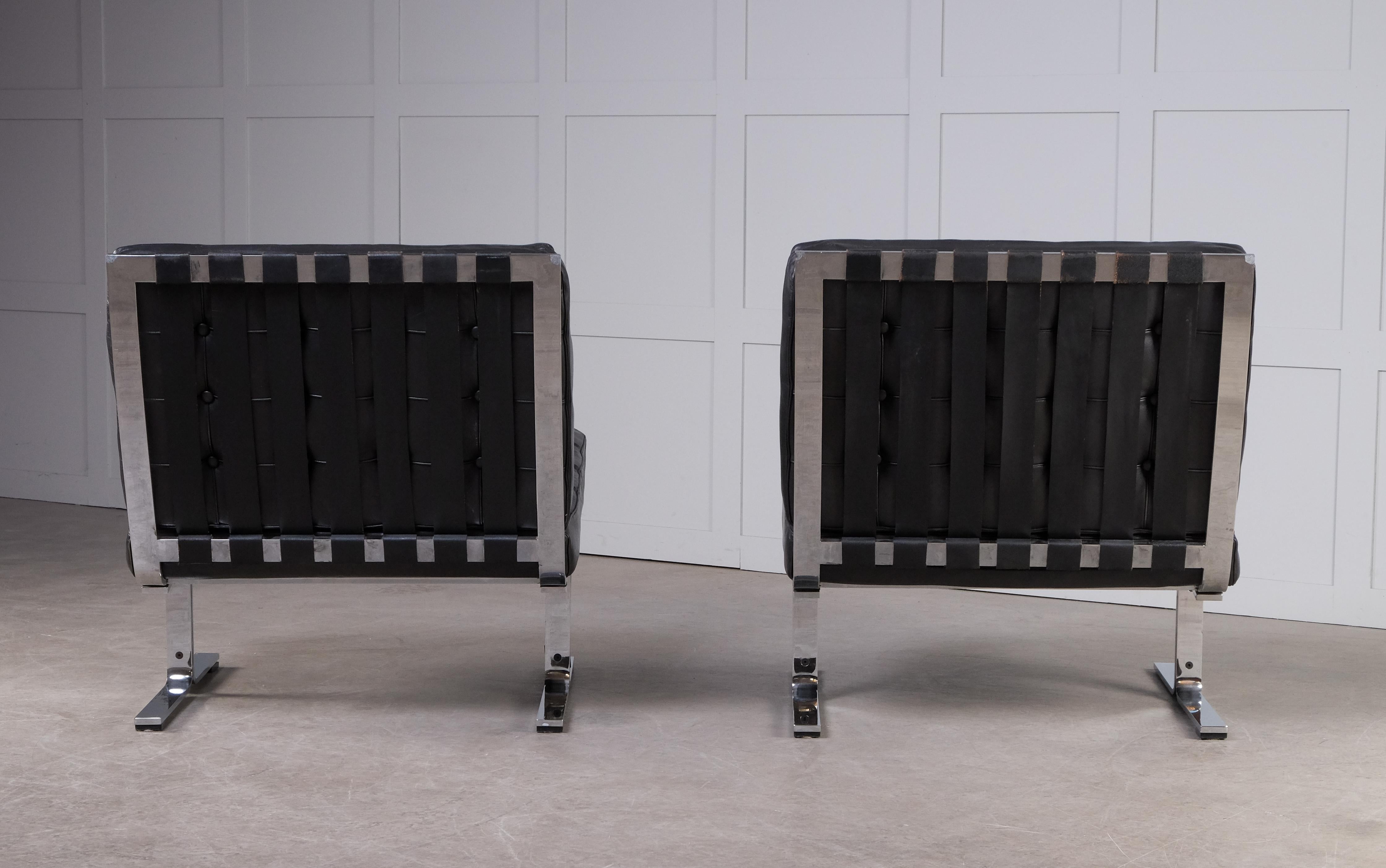 Ein Paar Sessel ohne Armlehne Modell „F60“ von Karl-Erik Ekselius, 1960er Jahre (Leder) im Angebot
