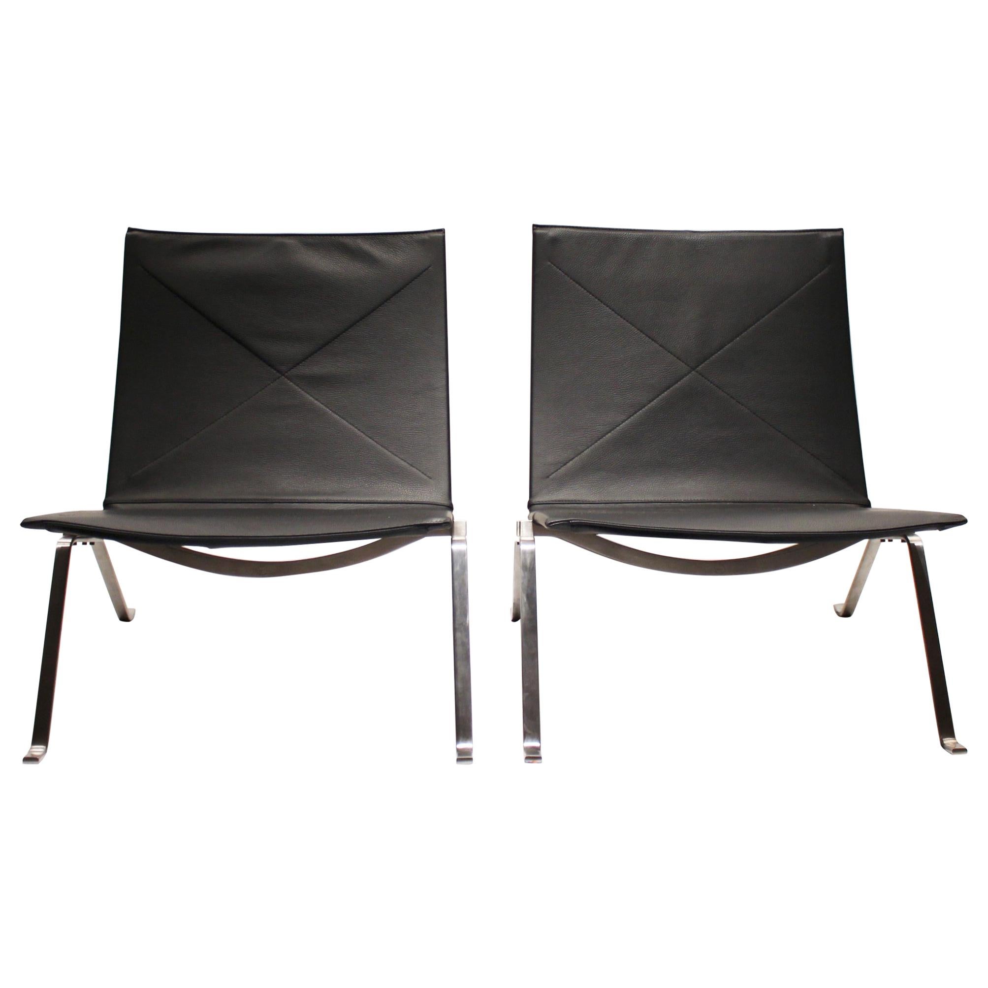 Pair of Easy Chairs, Model PK22, by Poul Kjærholm and Fritz Hansen, 1980s