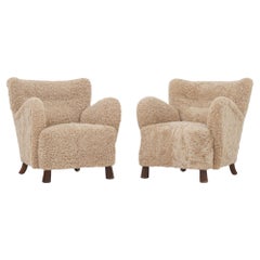 Pair of Easy Chairs with Lambswool