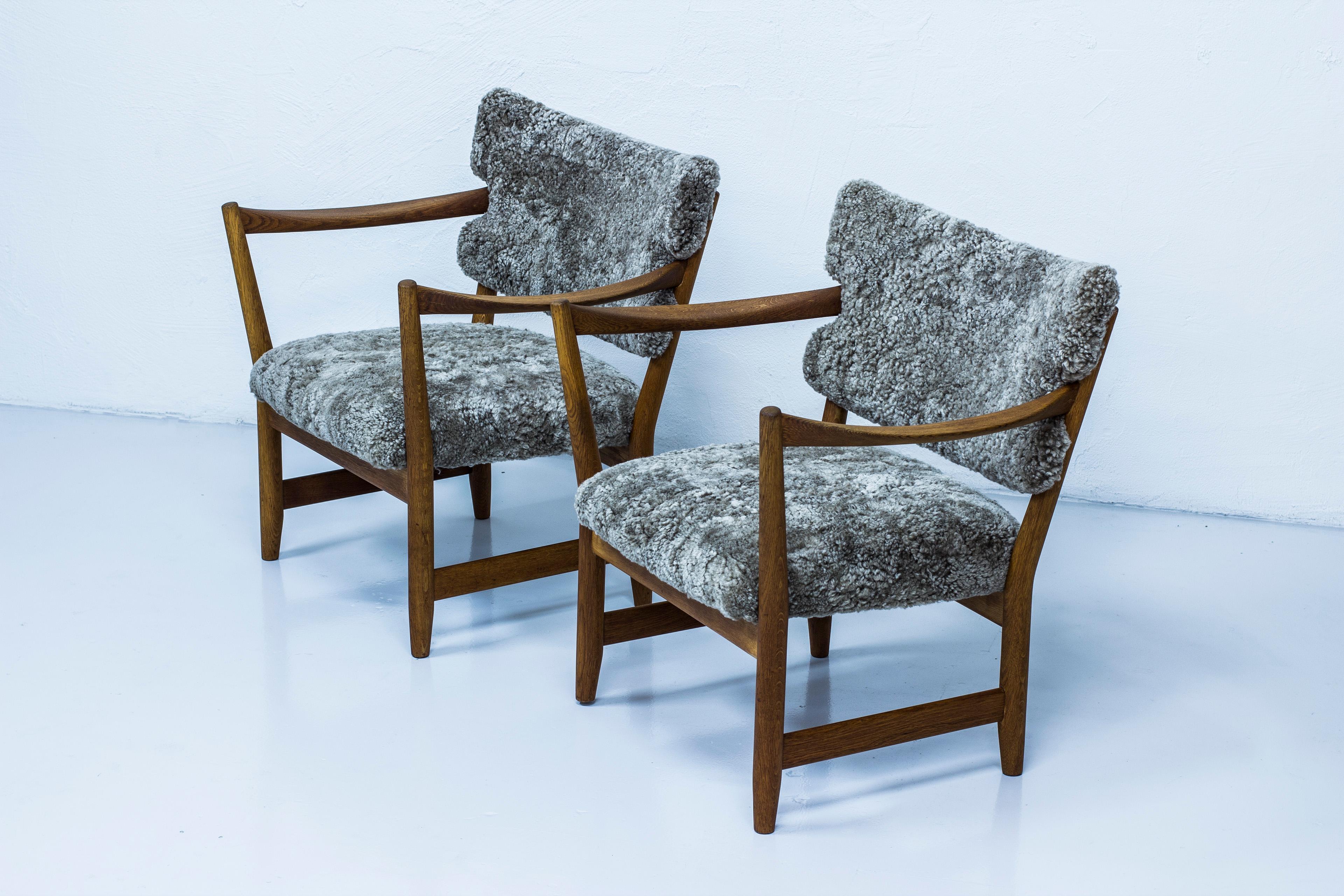 Norwegian Pair of Easy Chairs with Sheepskin by Fredrik Kayser & Adolf Relling, Norway