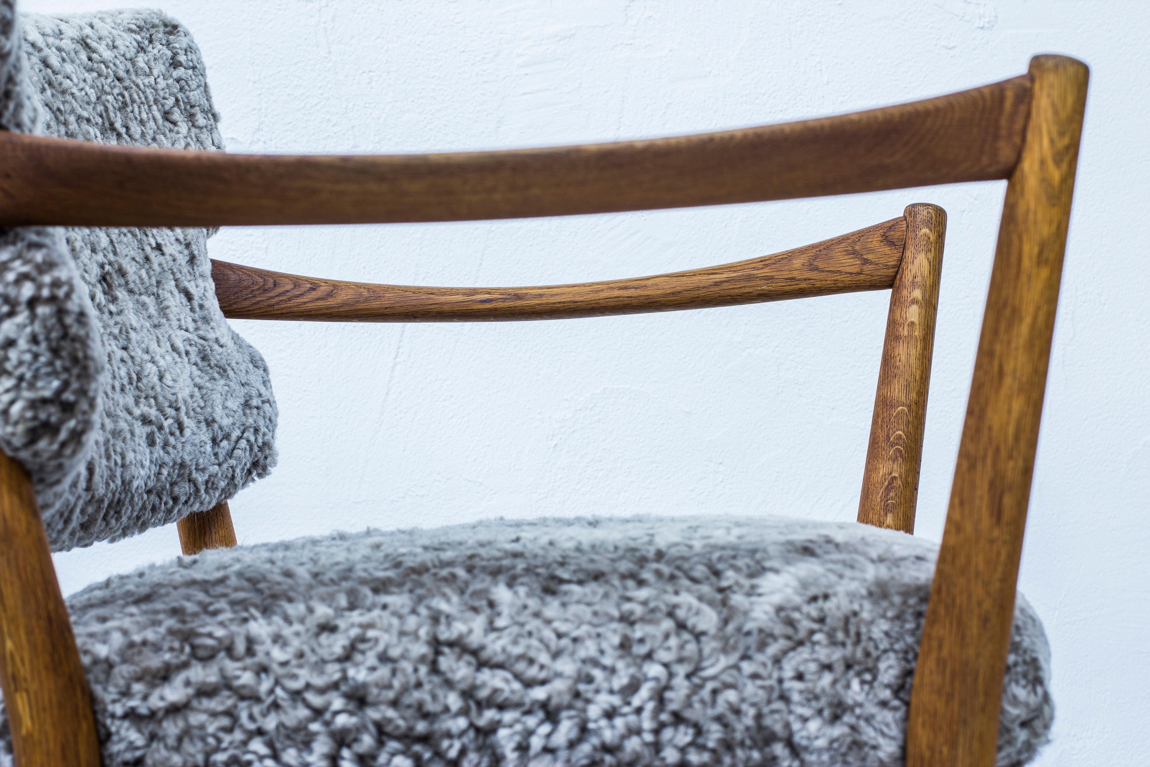 Pair of Easy Chairs with Sheepskin by Fredrik Kayser & Adolf Relling, Norway 1