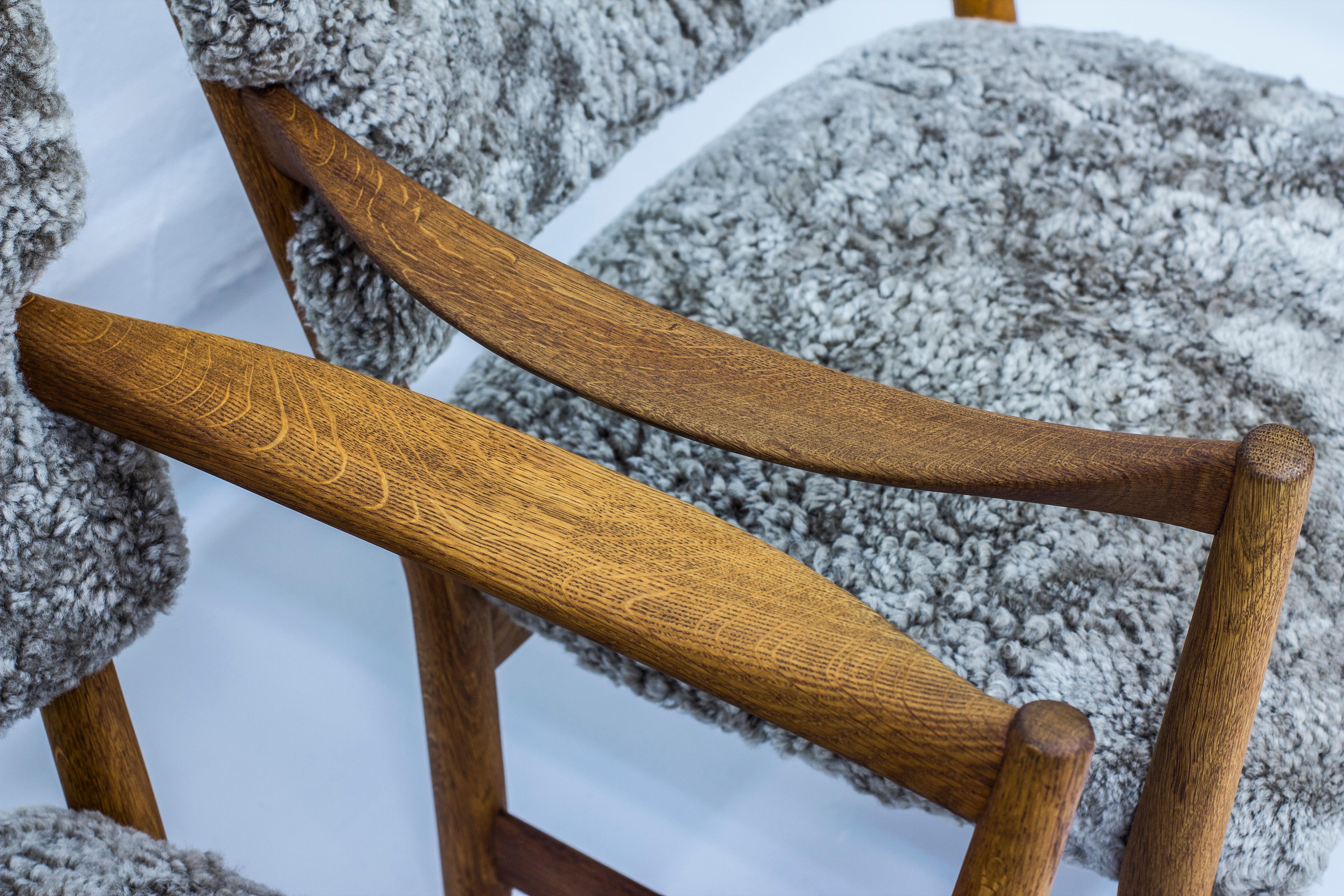 Pair of Easy Chairs with Sheepskin by Fredrik Kayser & Adolf Relling, Norway 3