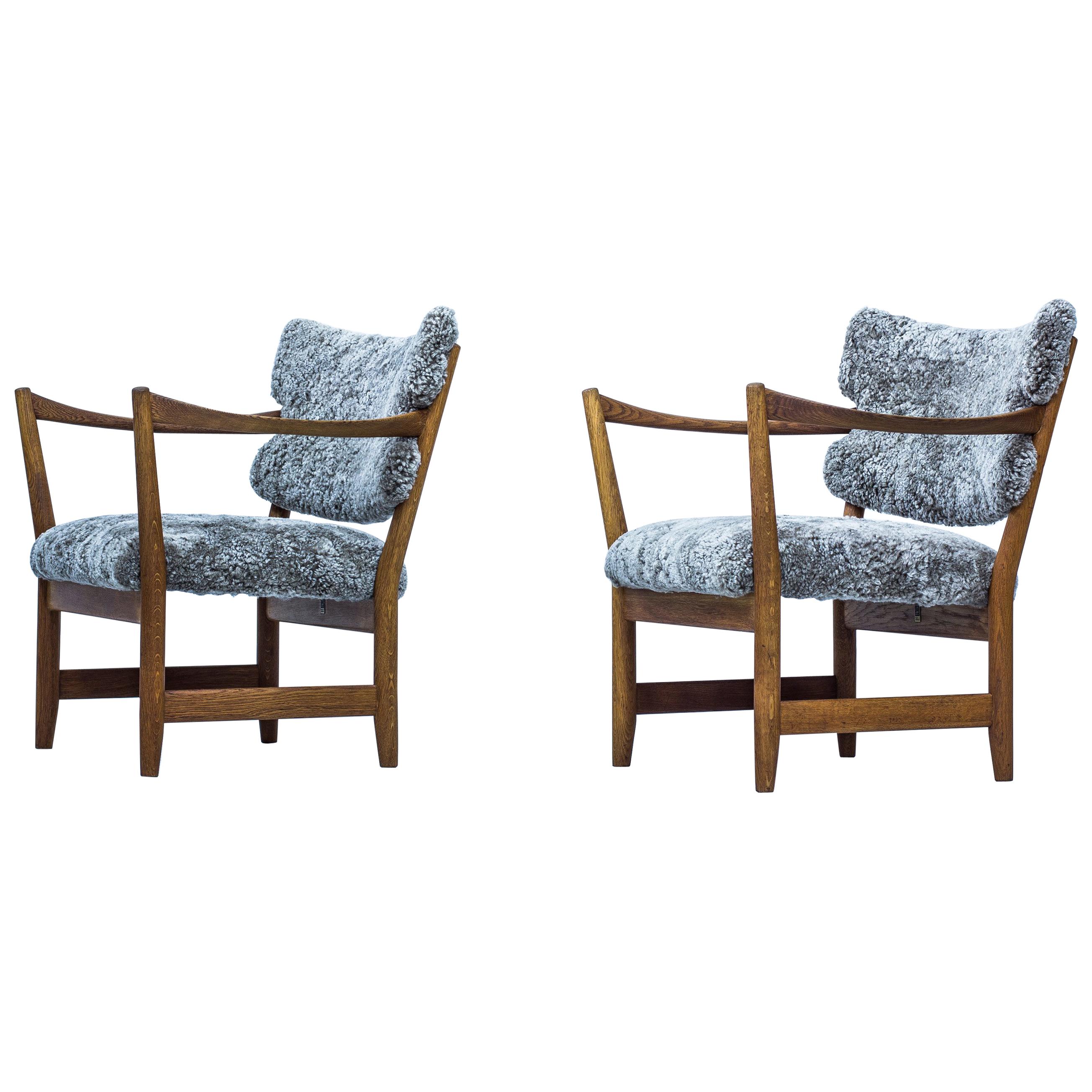 Pair of Easy Chairs with Sheepskin by Fredrik Kayser & Adolf Relling, Norway