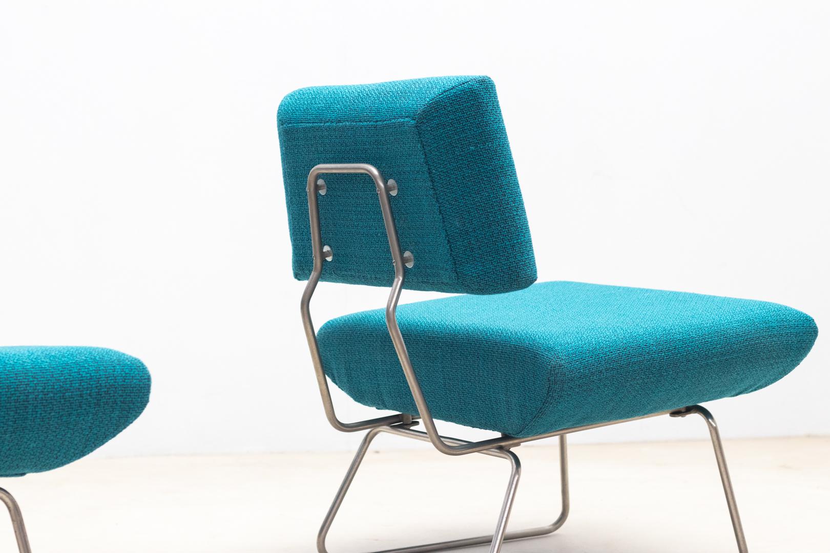 Metal Pair of easy lounge chairs by George Coslin -  1960s For Sale