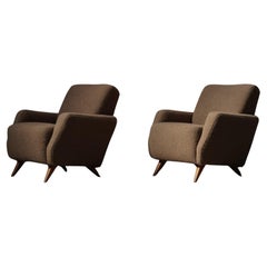 Pair of Easy Lounge Chairs in Alpaca Boucle