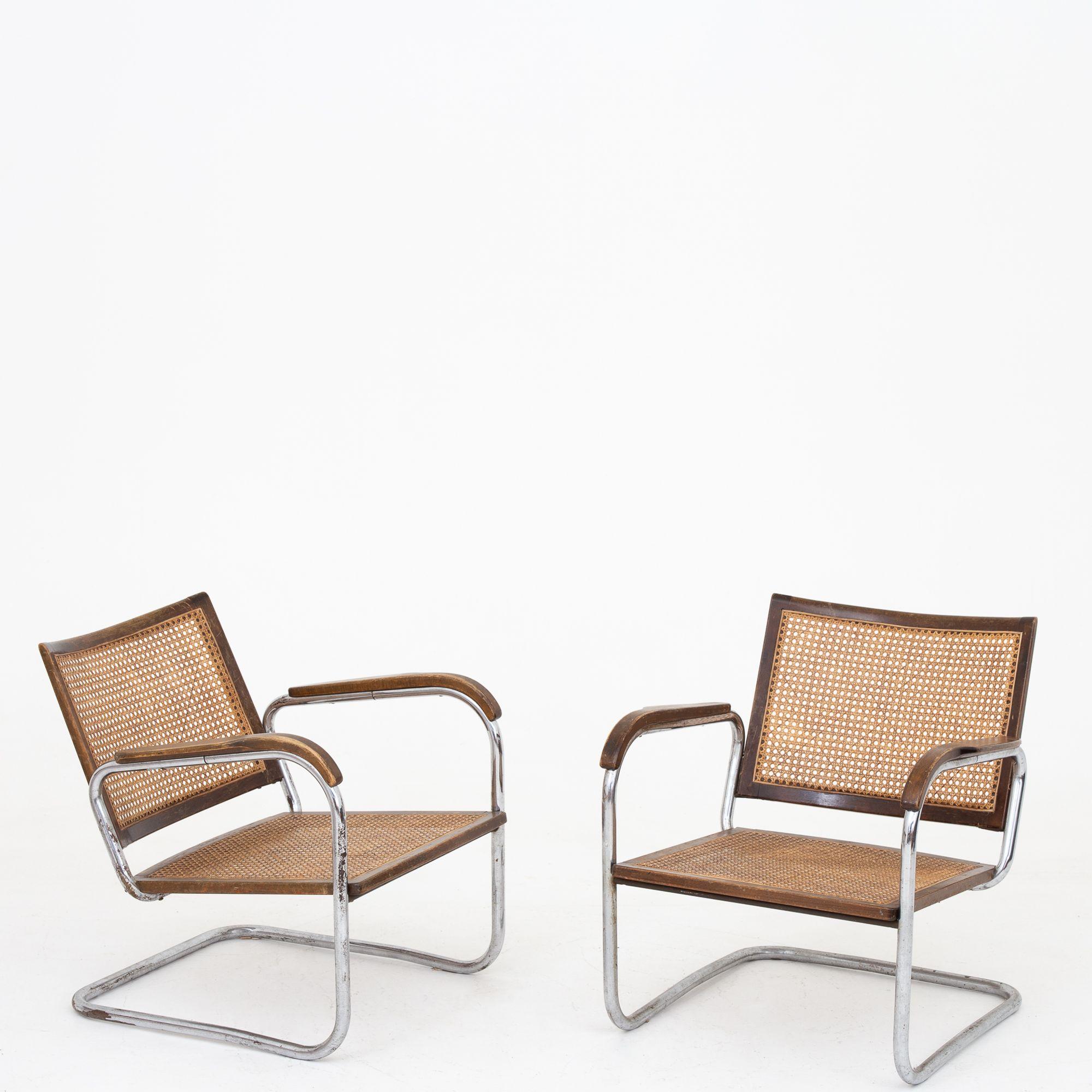 Metal Pair of Easychairs by Frits Schlegel For Sale