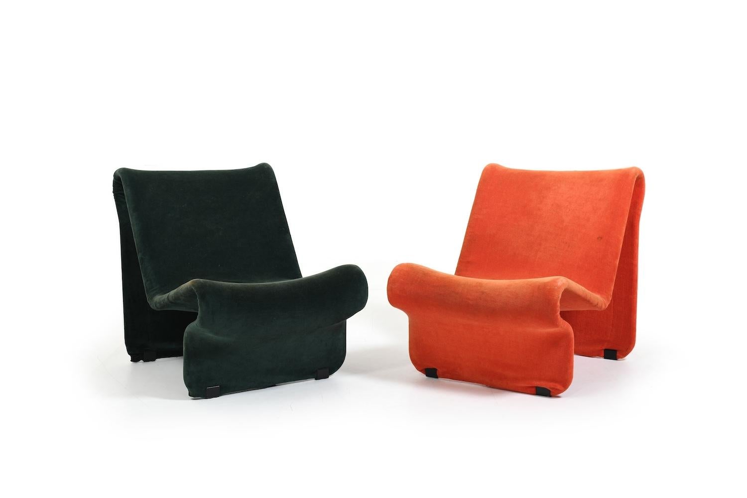 Scandinavian Modern Pair of Easychairs by Jan Dranger and Johan Huldt 1970s For Sale
