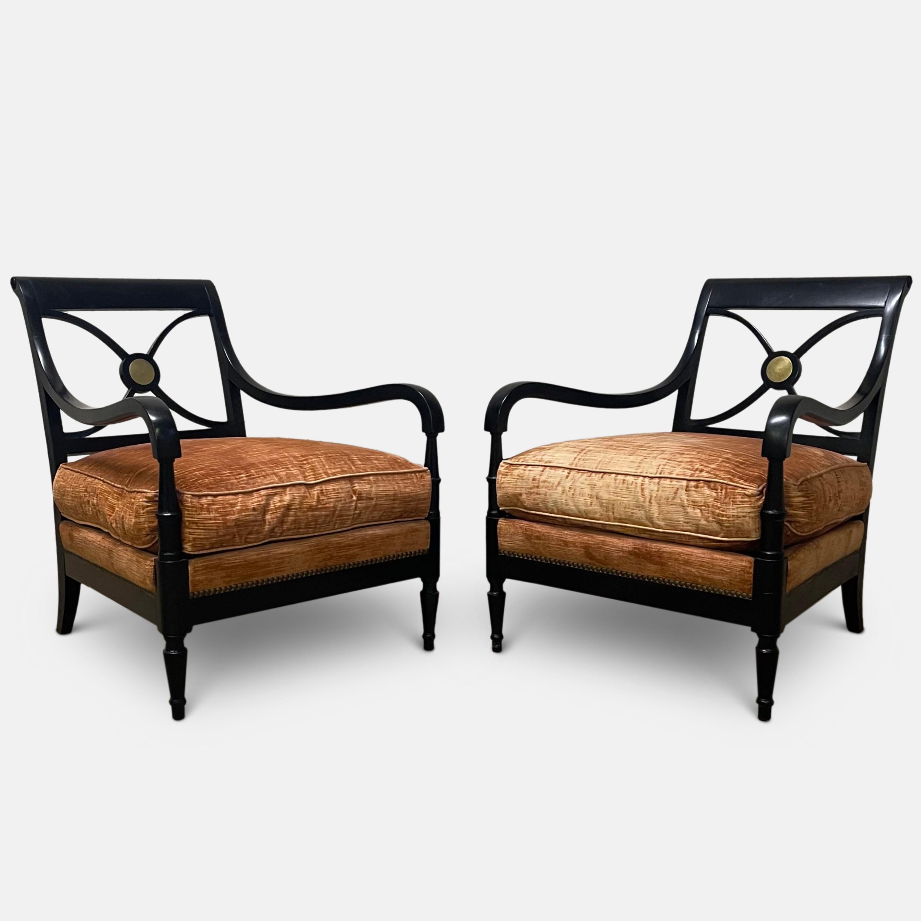 Paar ebonisierte Stühle von Maison Jansen, um 1940 im Angebot 1