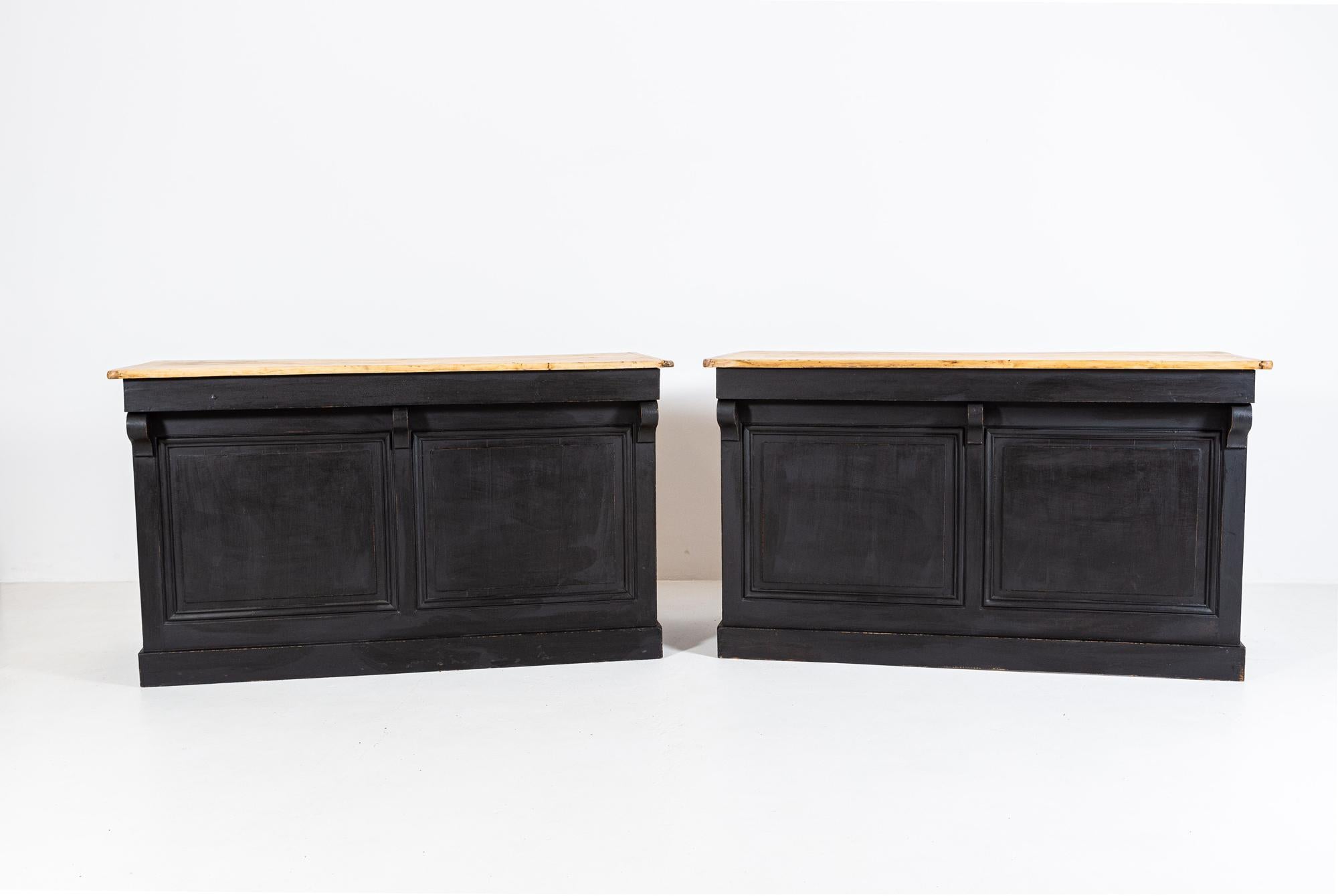 Pair of Ebonised Fruitwood Parisian Boulangerie Counters, Kitchen Island For Sale 6